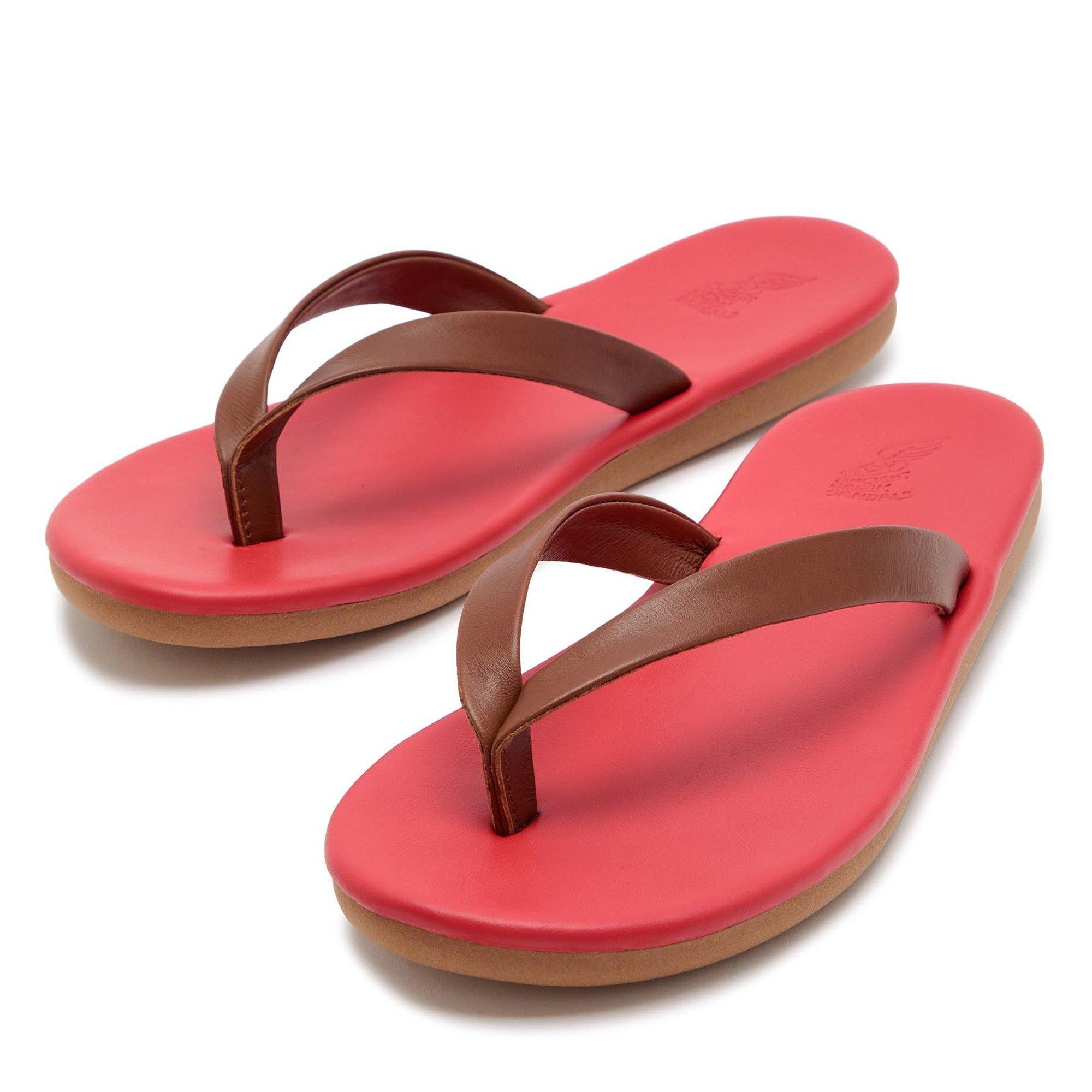 RED - Ancient Greek Sandals - Women's Saionara Leather Flip Flops - 4