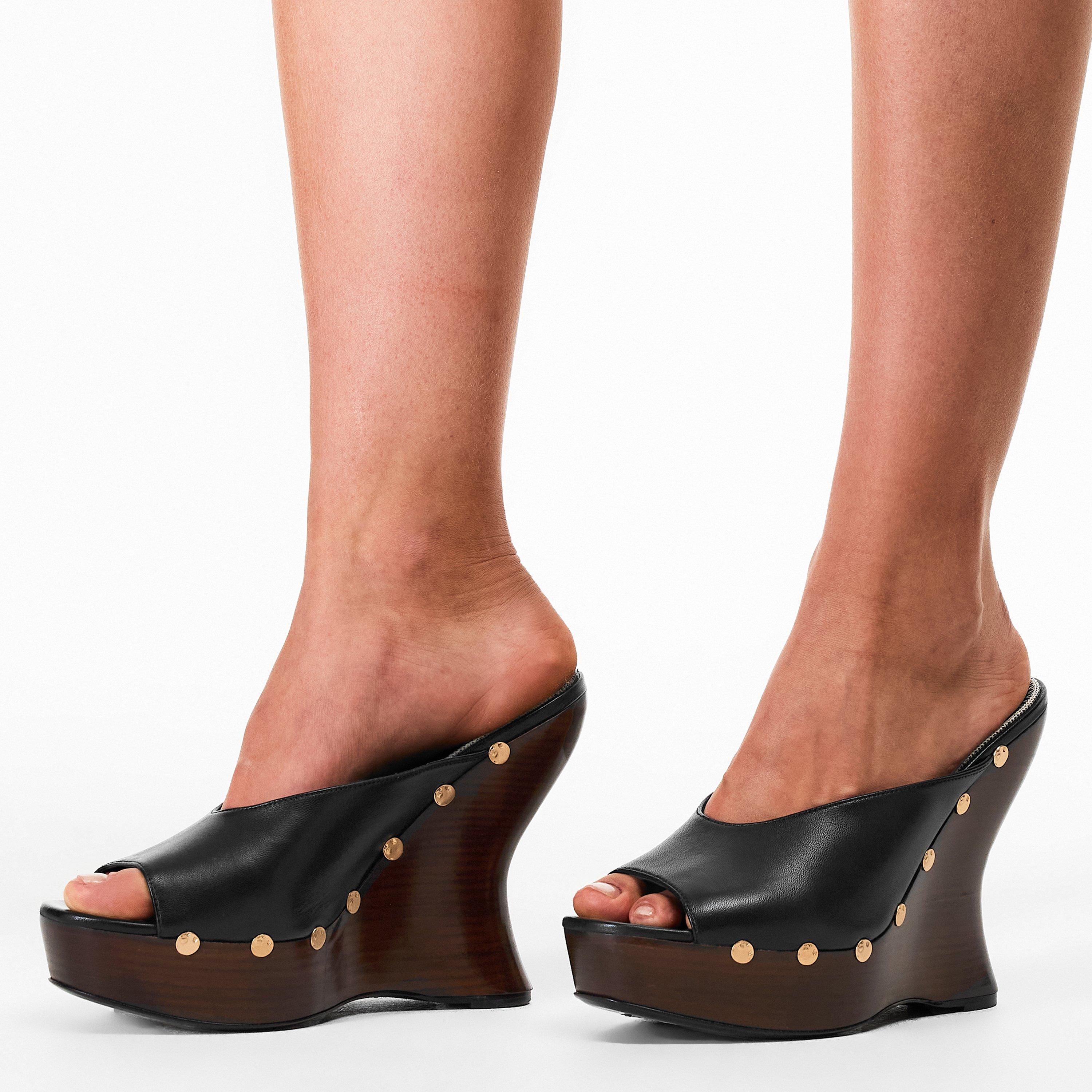 Black - Magda Butrym - Women's Wedge Heel Heeled Sandals - 3