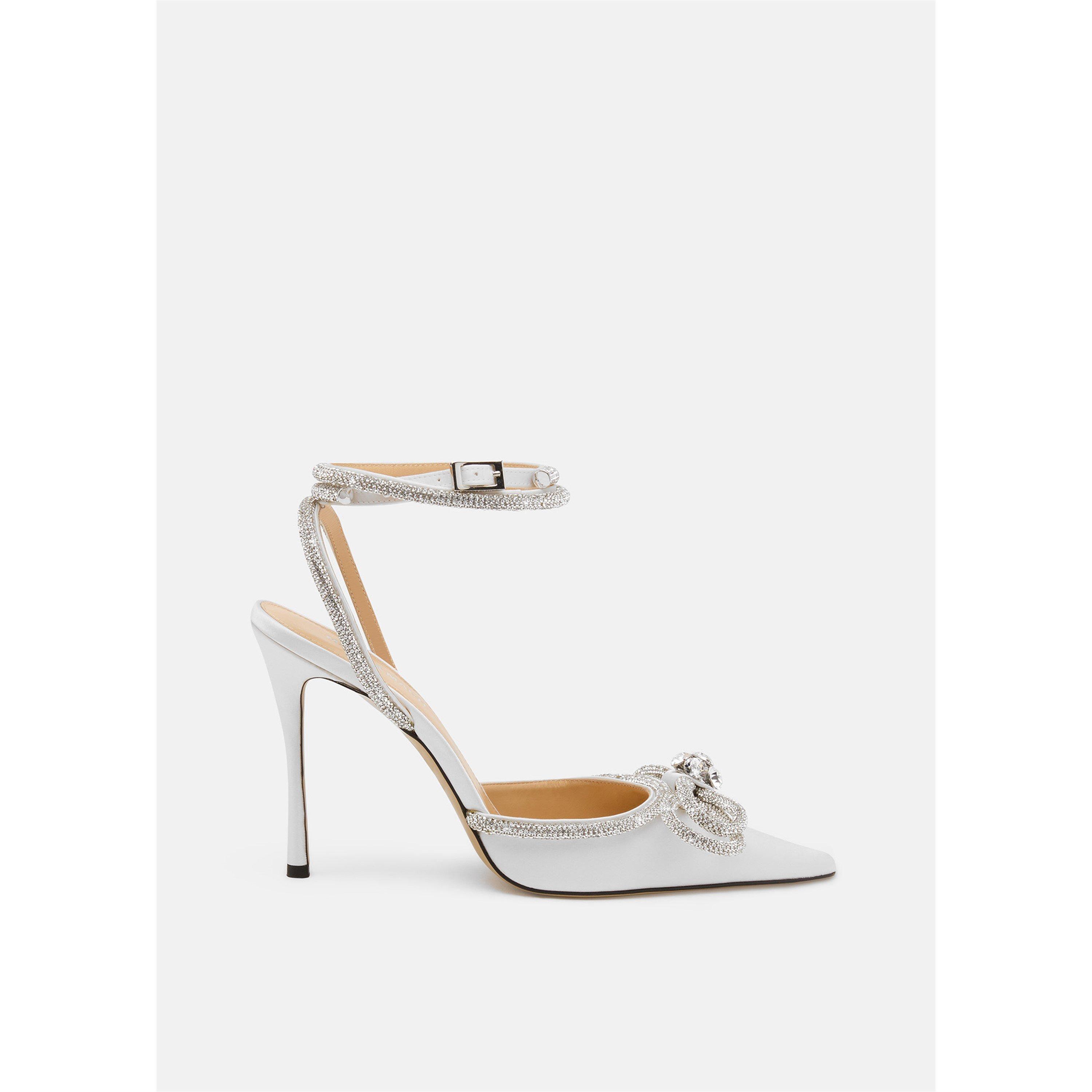 Mach and Mach Women's Double Bow Stiletto Court Shoes - White Satin - Size 7 (40)