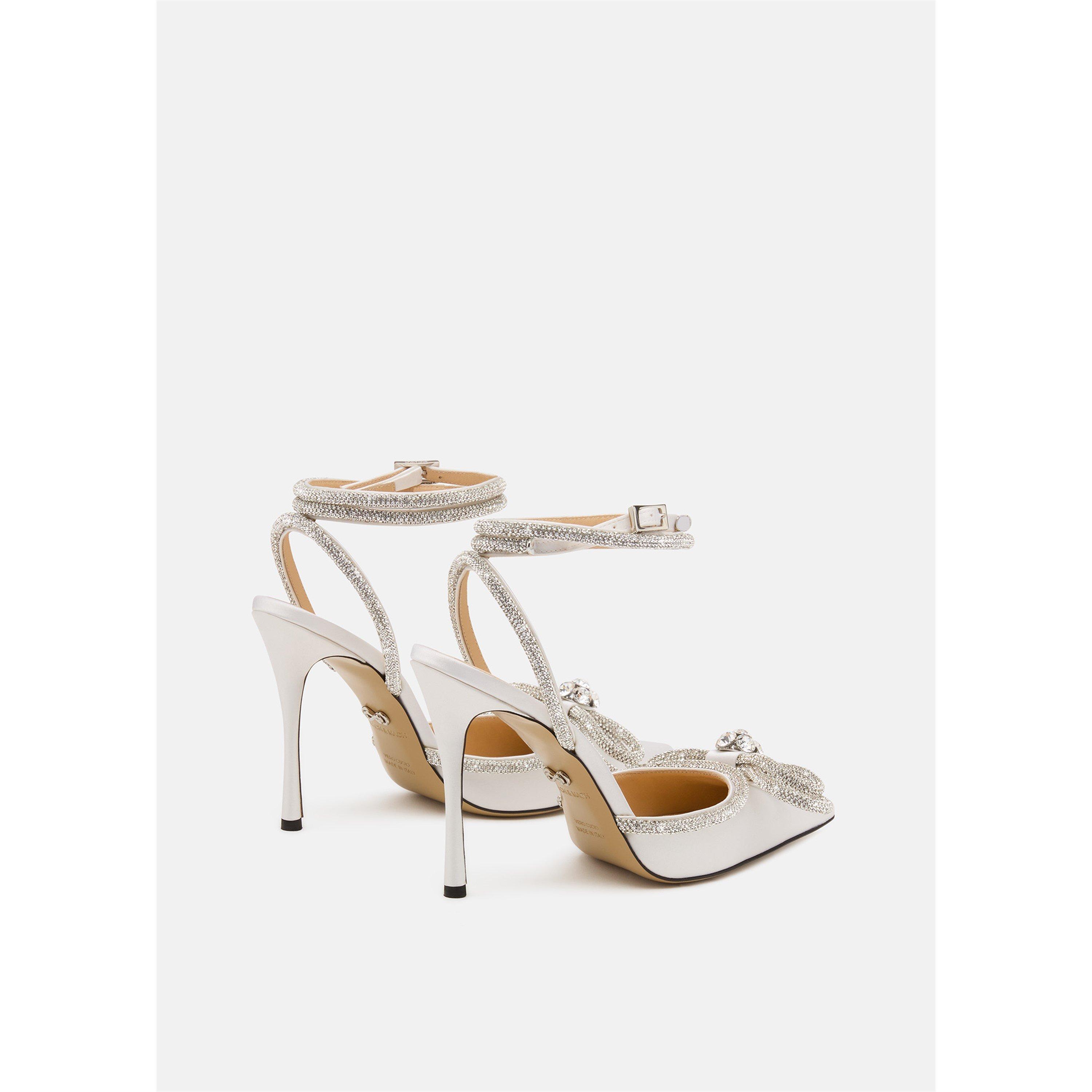 White Satin - Mach and Mach - Women's Double Bow Stiletto Court Shoes - 4