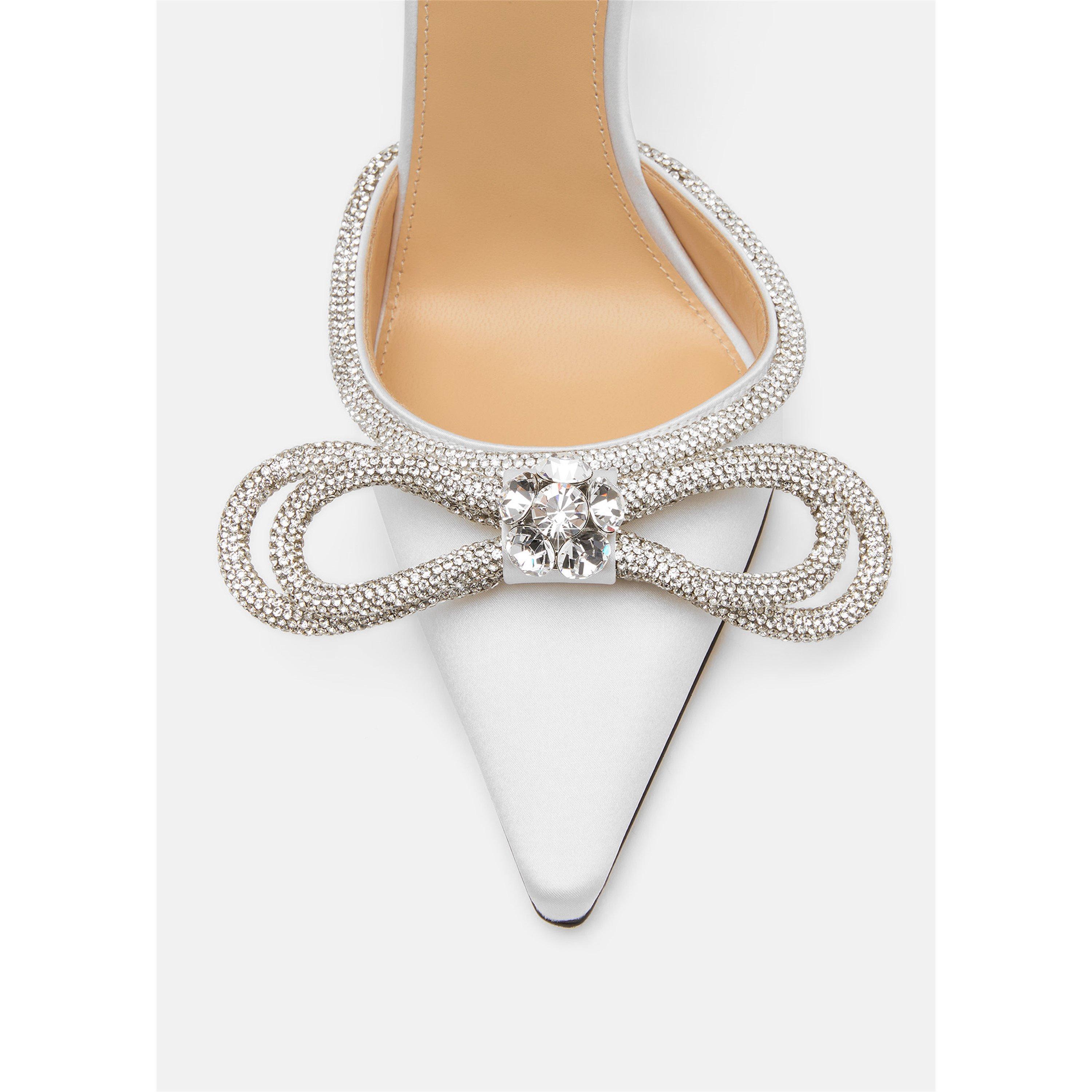 White Satin - Mach and Mach - Women's Double Bow Stiletto Court Shoes - 5