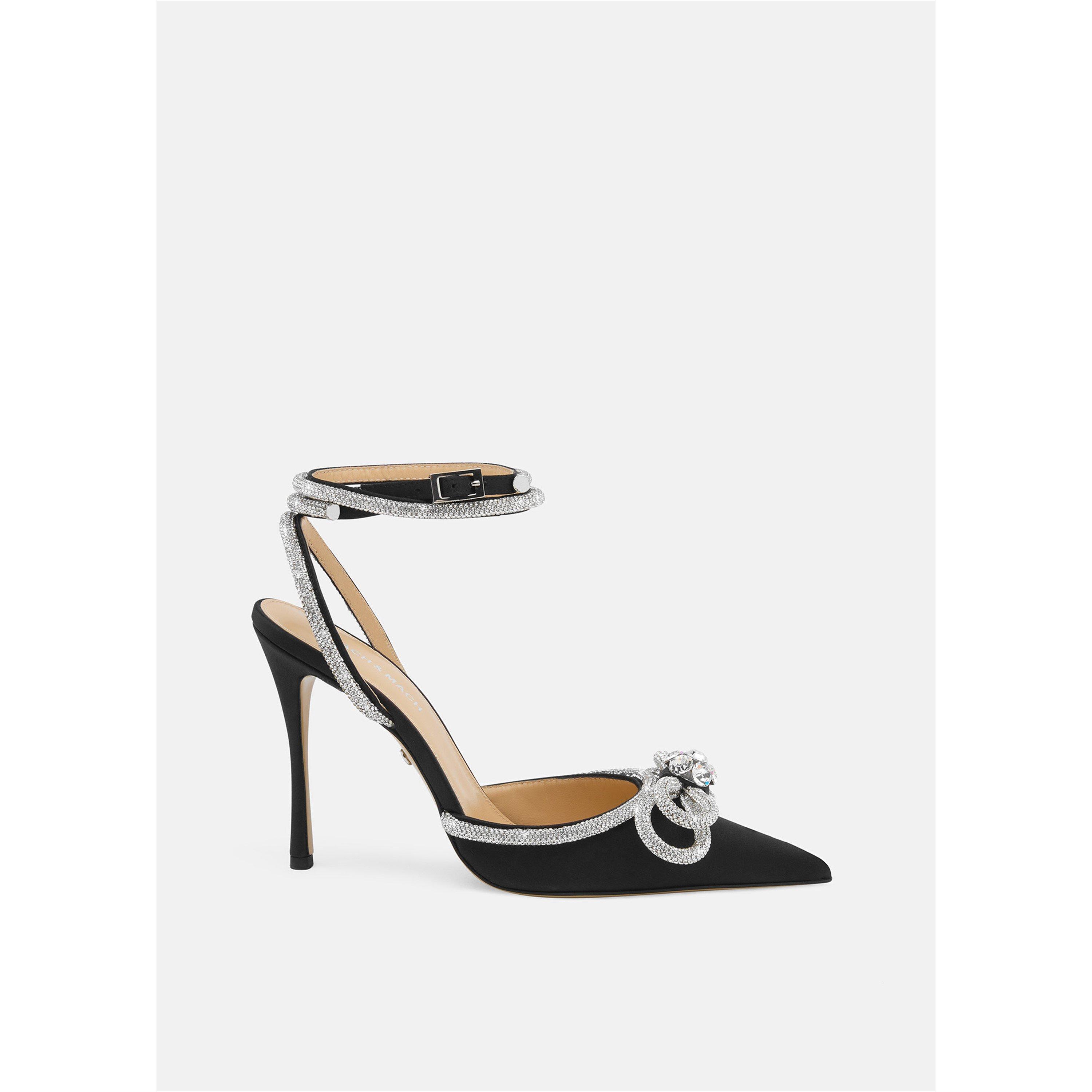 Mach and Mach Women's Double Bow Stiletto Court Shoes - Black Satin - Size 6 (39)