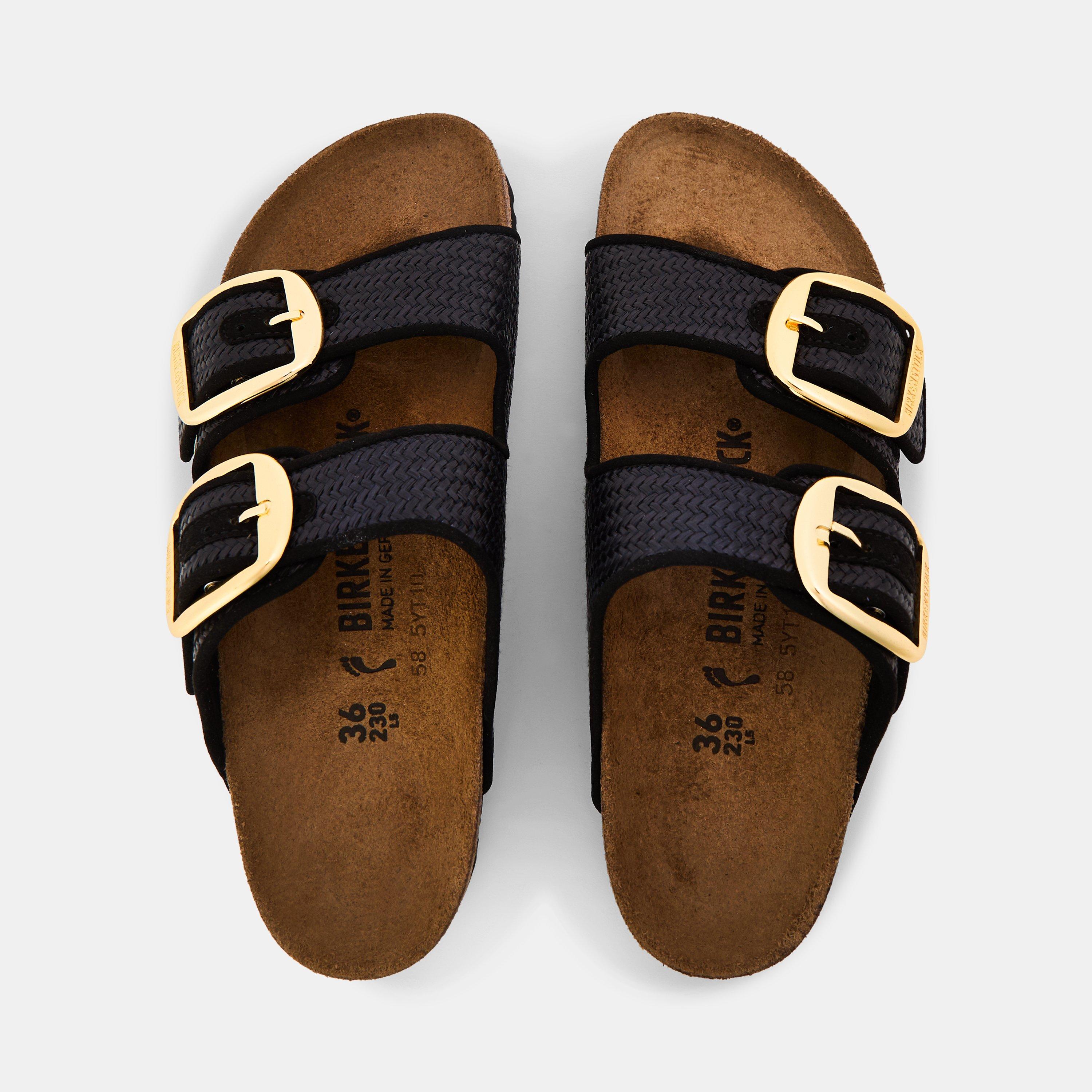 Black - Birkenstock - Women's Arizona Big Buckle Textile Flat Sandals - 4