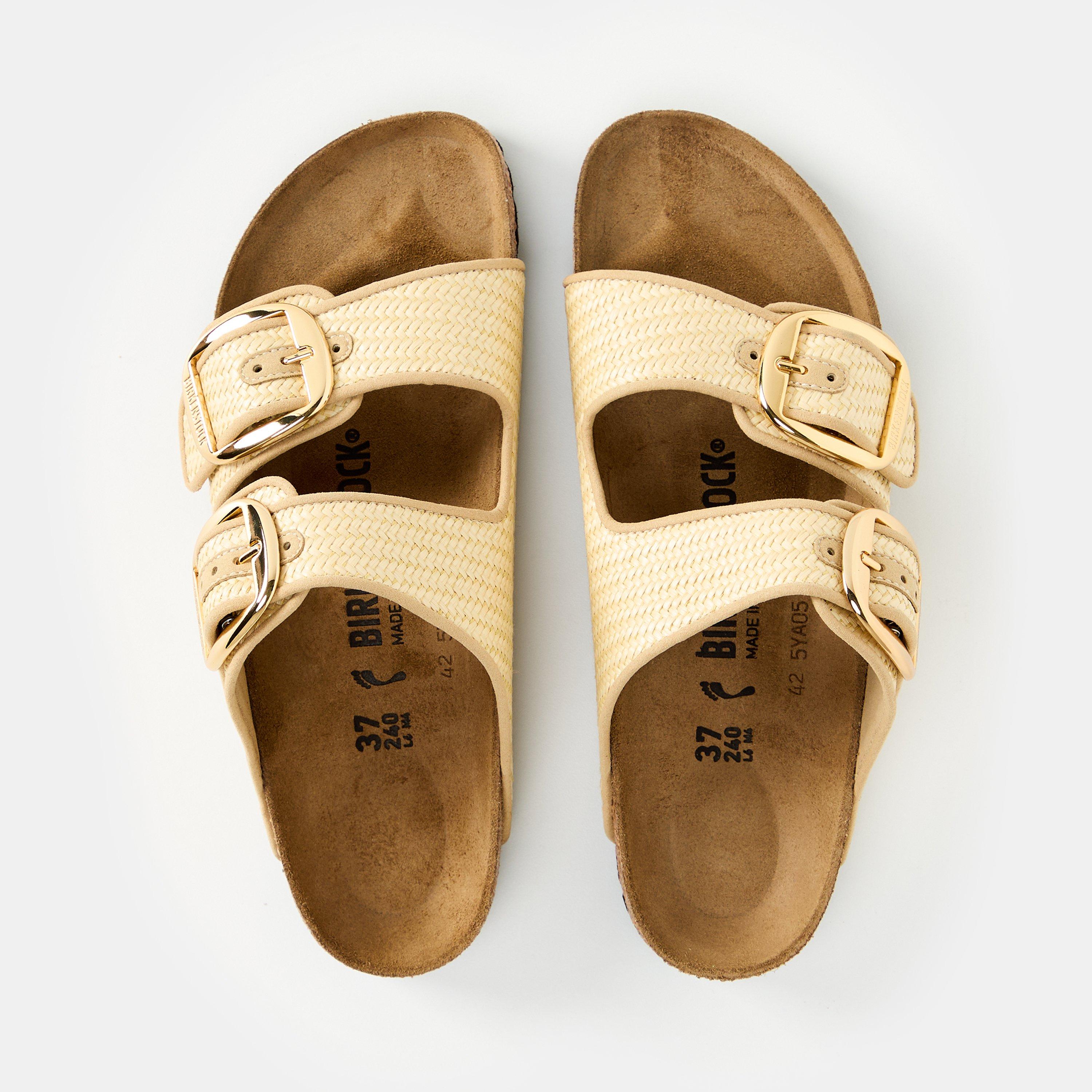 Natural - Birkenstock - Women's Arizona Big Buckle Raffia Flat Sandals - 4