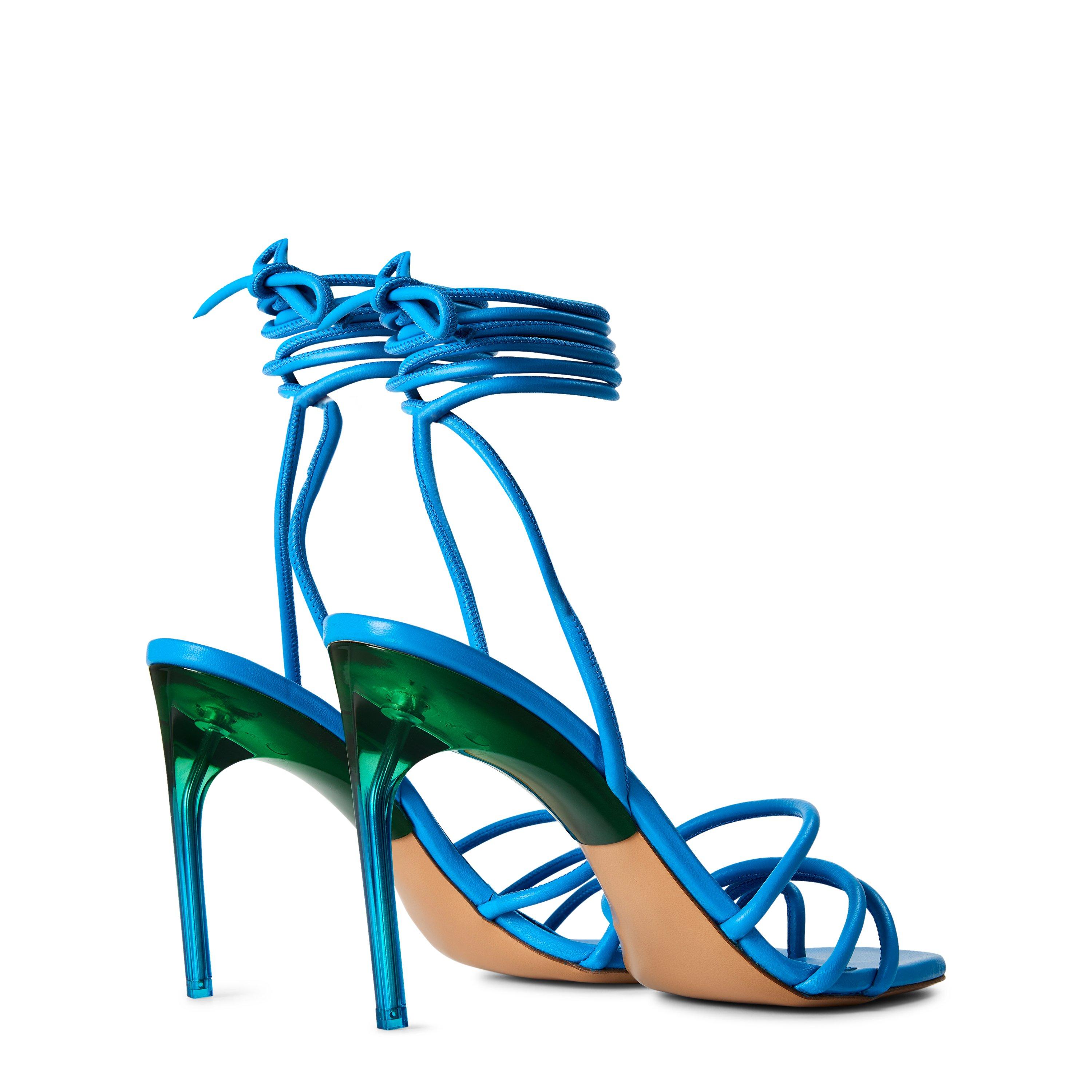 Blue/Green - Off White - Women's Ankle Strap Sandals - 4