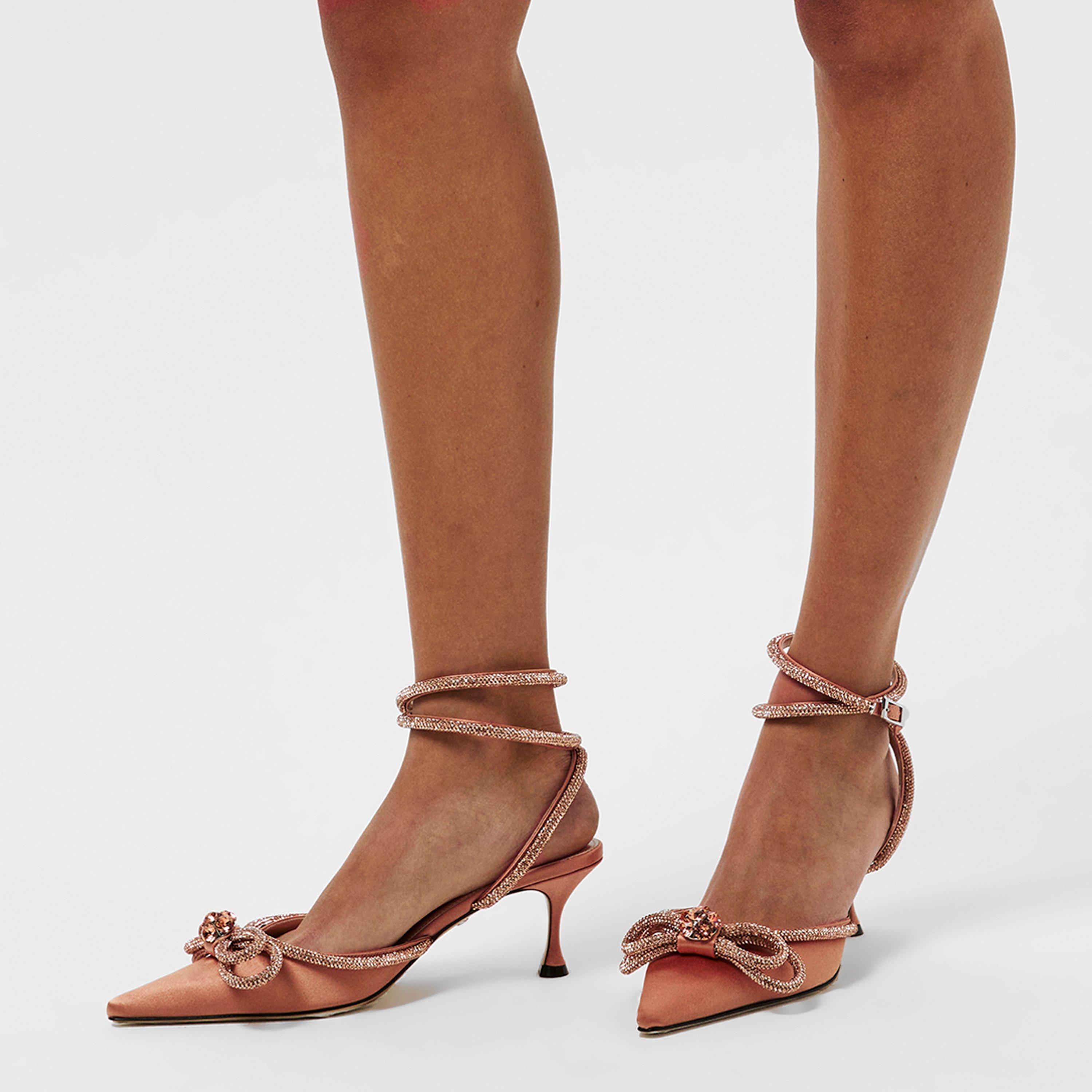 Golden Brown - Mach and Mach - Women's Double Bow Stiletto Court Shoes - 3