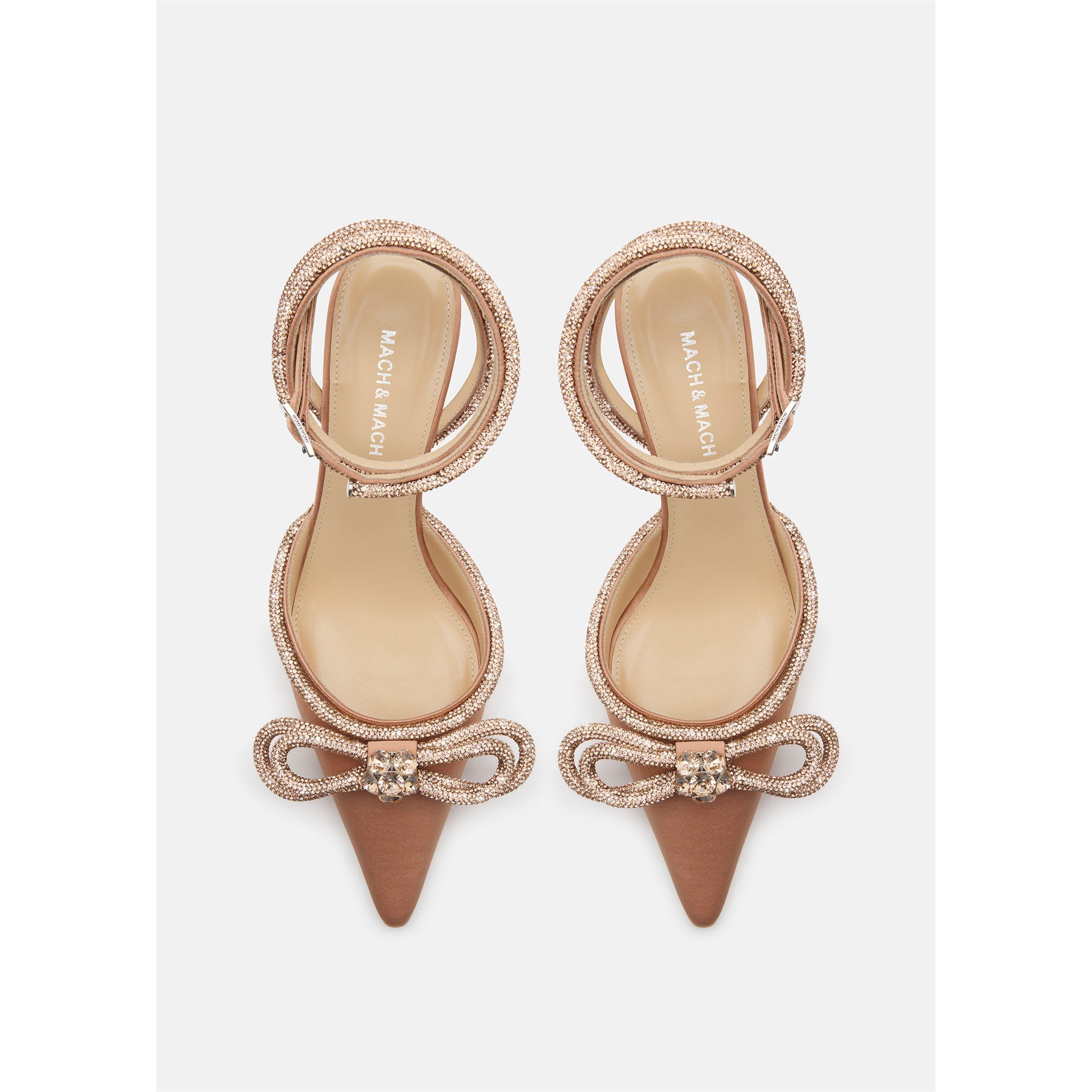 Golden Brown - Mach and Mach - Women's Double Bow Stiletto Court Shoes - 6