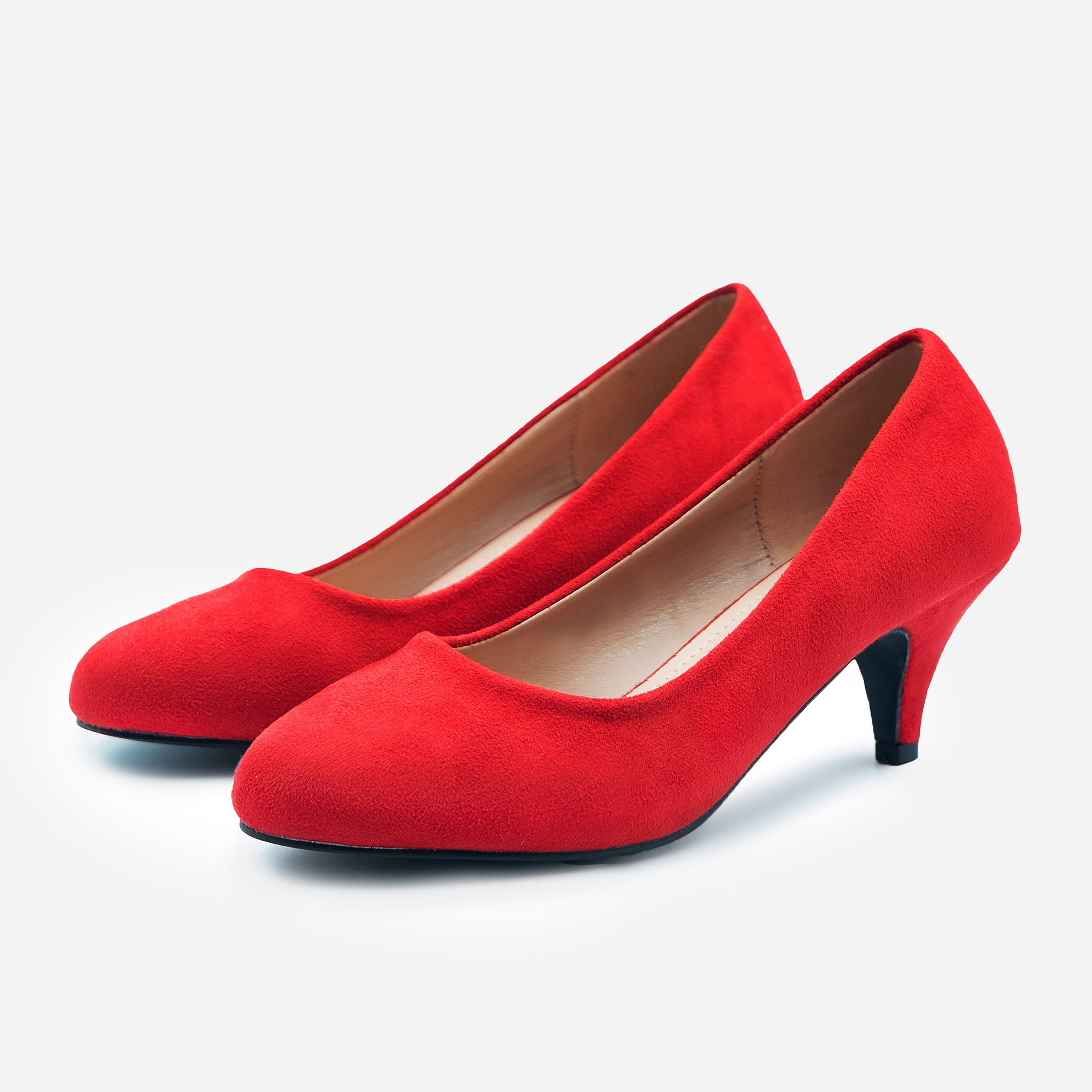 Red - Wheres That From - Block Heel Court Shoes - 2