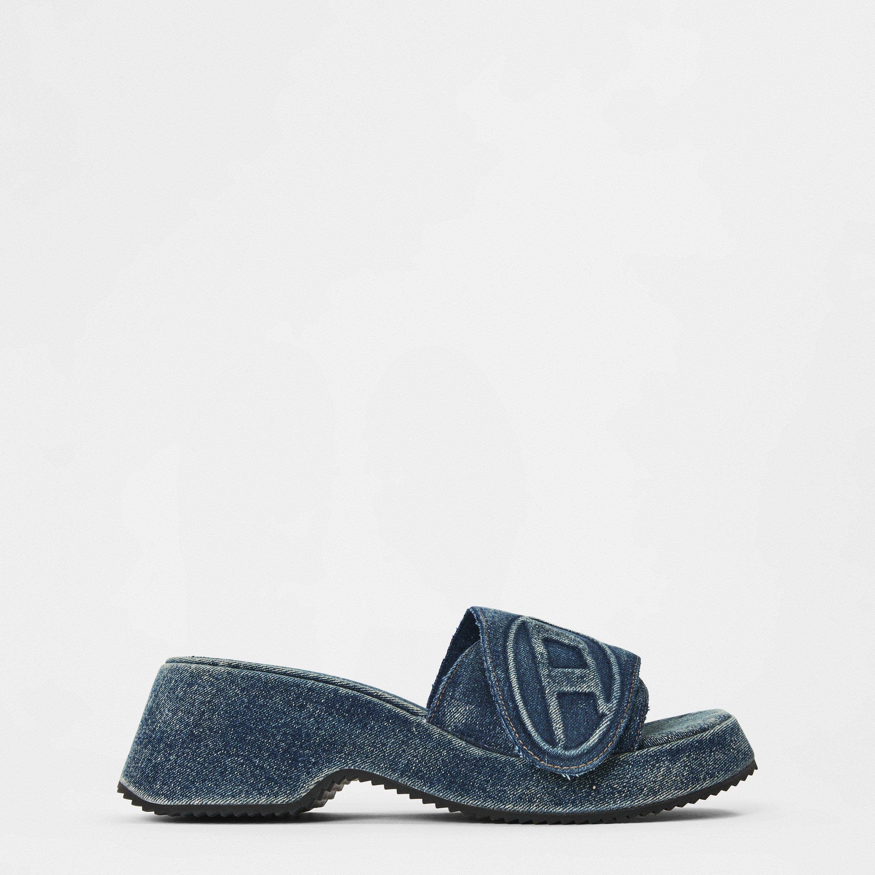 Diesel Women's Denim Slide Flat Sandals - Indigo Denim - 6 (39)
