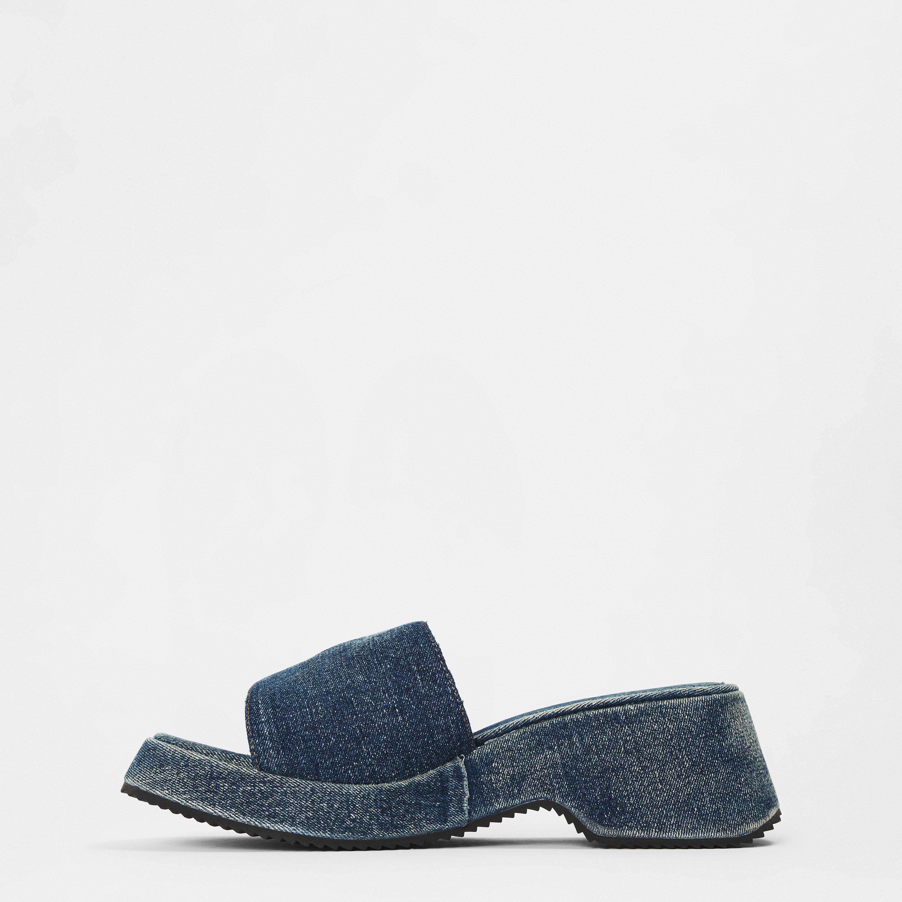 Indigo Denim - Diesel - Women's Denim Slide Flat Sandals - 2