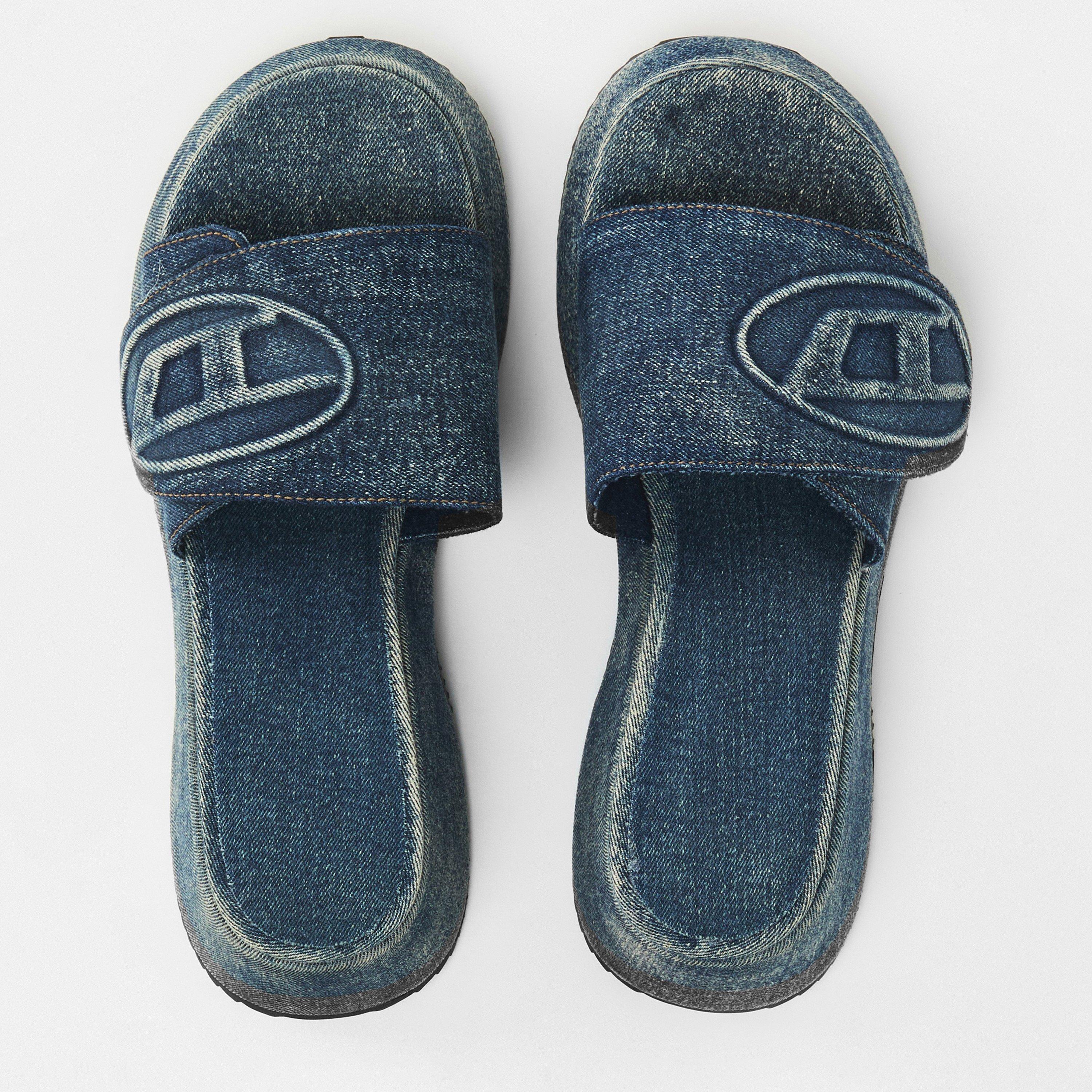 Indigo Denim - Diesel - Women's Denim Slide Flat Sandals - 5