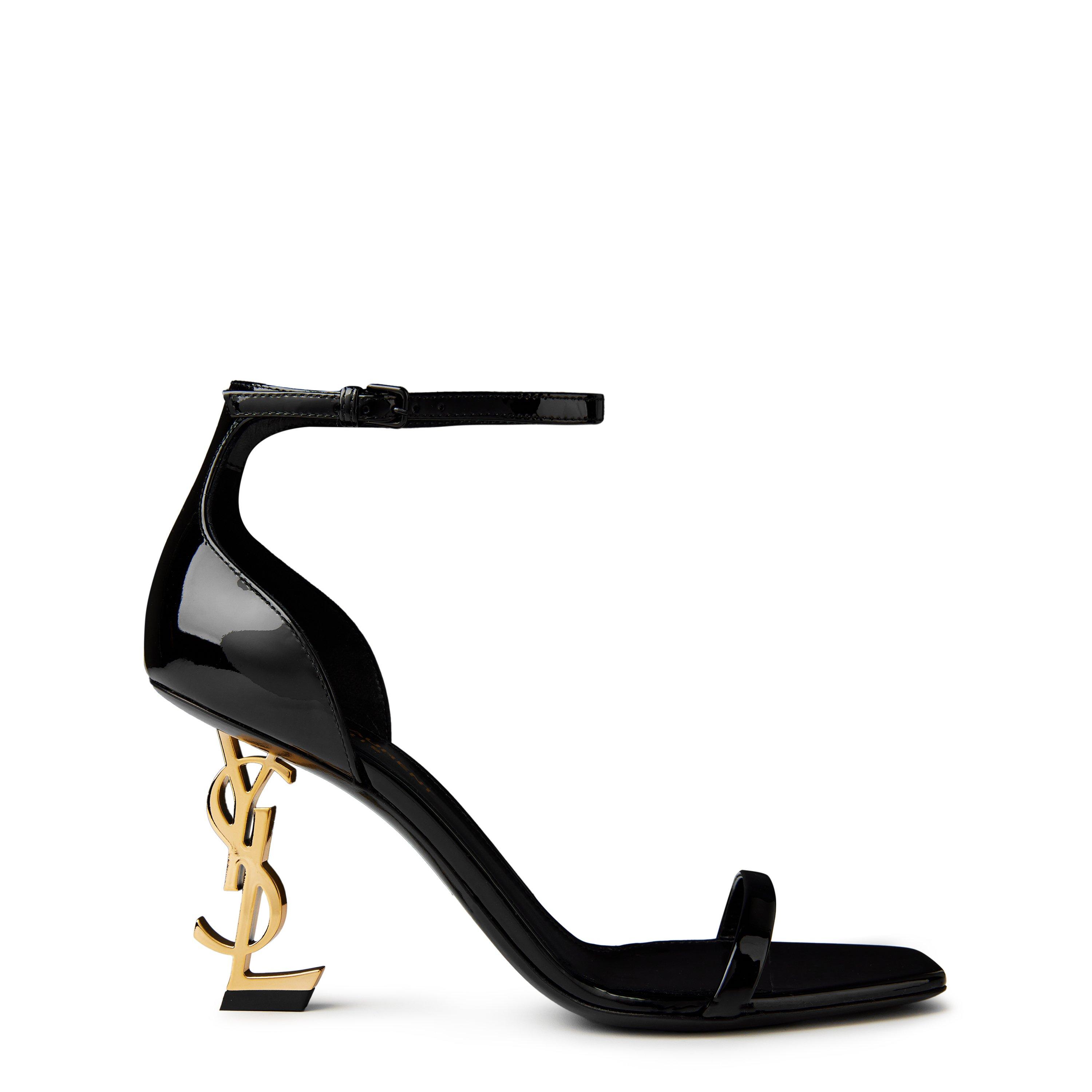 Saint Laurent Opyum 85 Sandals - Black/Gold - Size 4.5 (37.5)