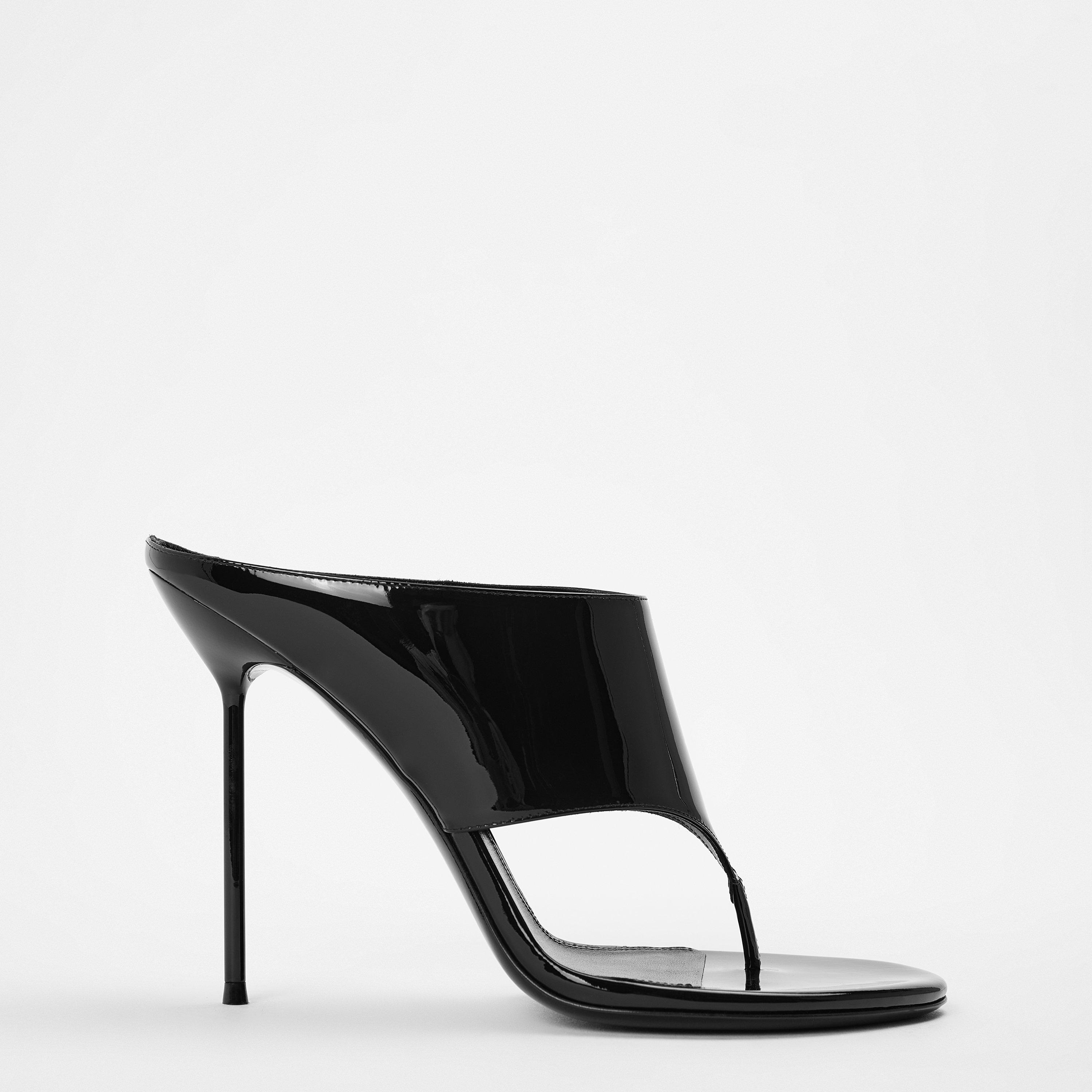 Paris Texas Women's Lidia Thong Heeled Mules - Patent Black - 6 (39)