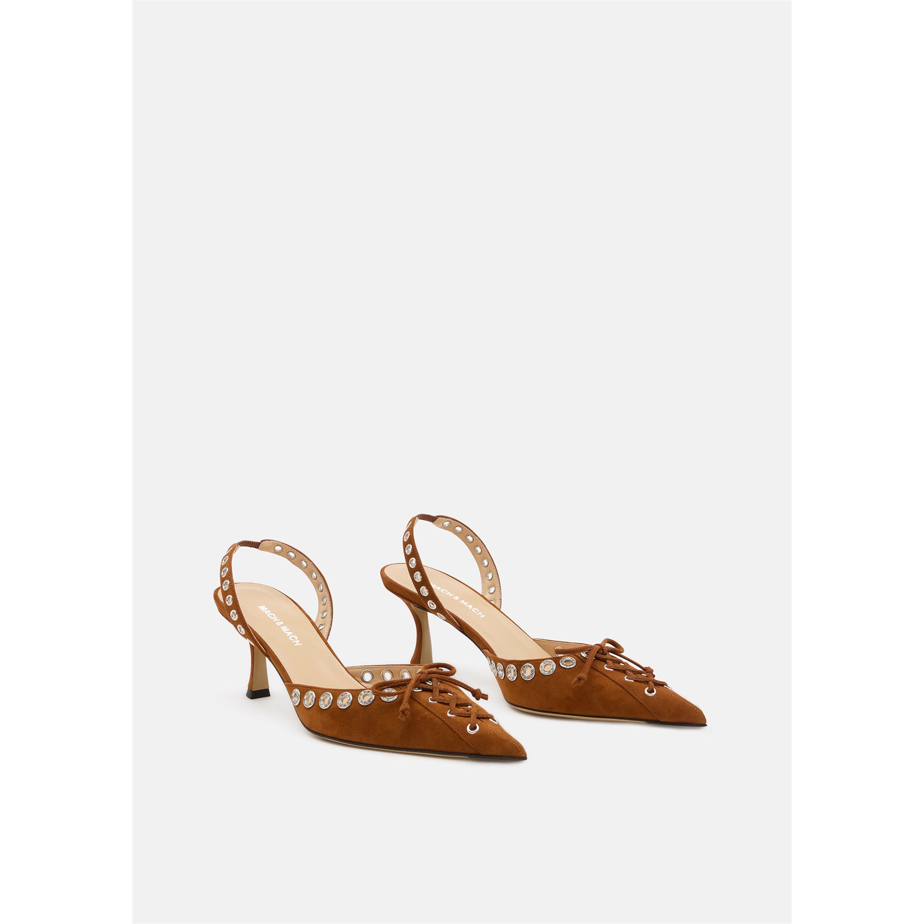 Light Brown - Mach and Mach - Women's Corset Slingbacks - 2
