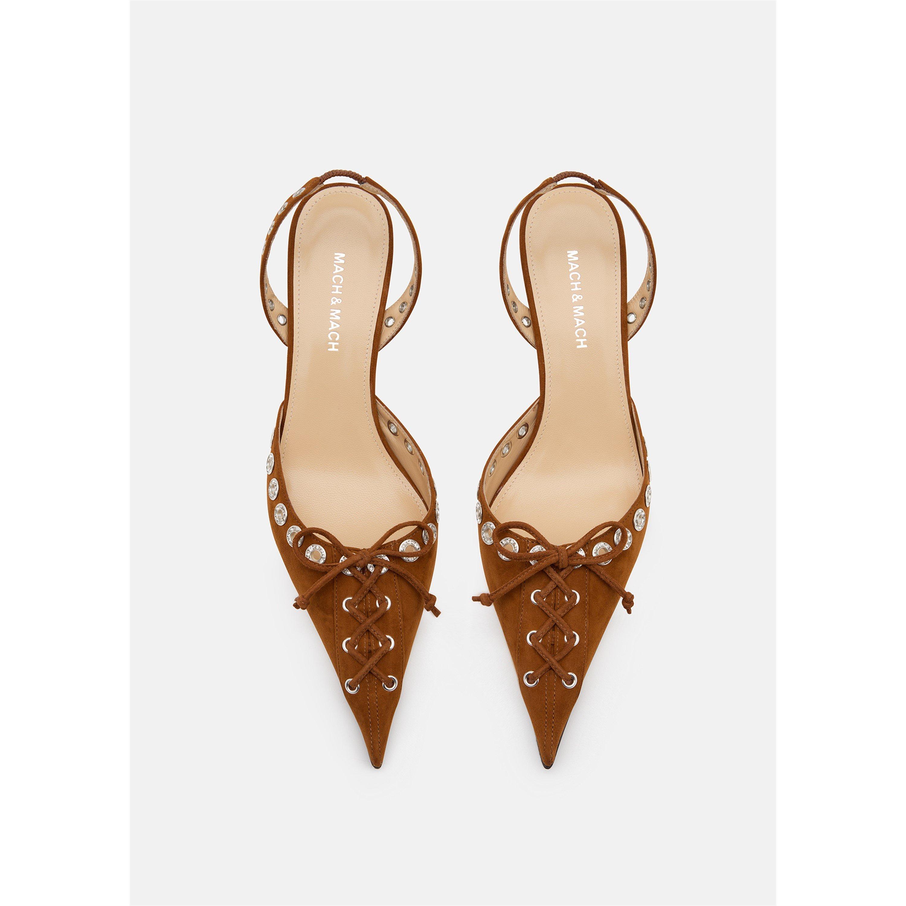 Light Brown - Mach and Mach - Women's Corset Slingbacks - 3