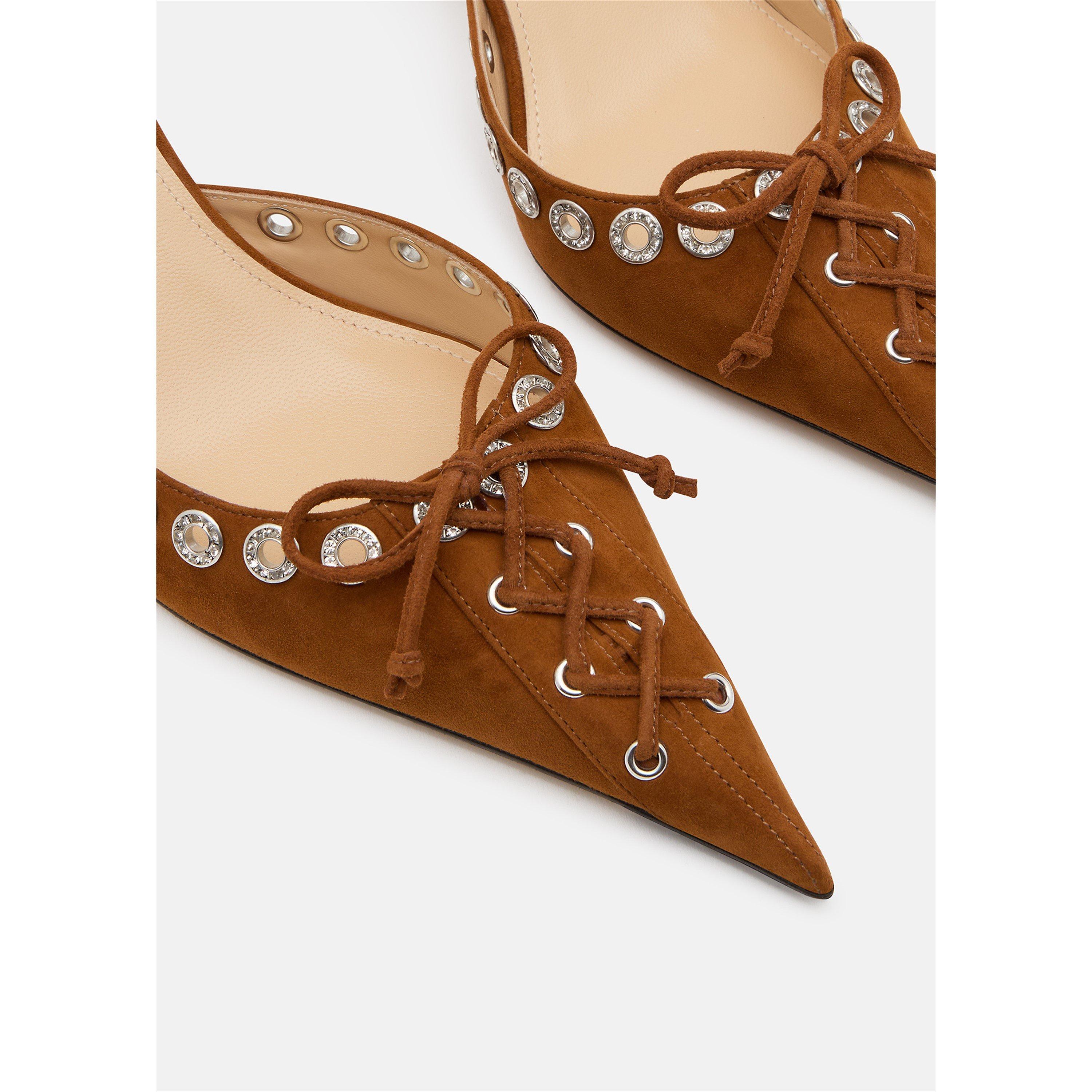 Light Brown - Mach and Mach - Women's Corset Slingbacks - 5