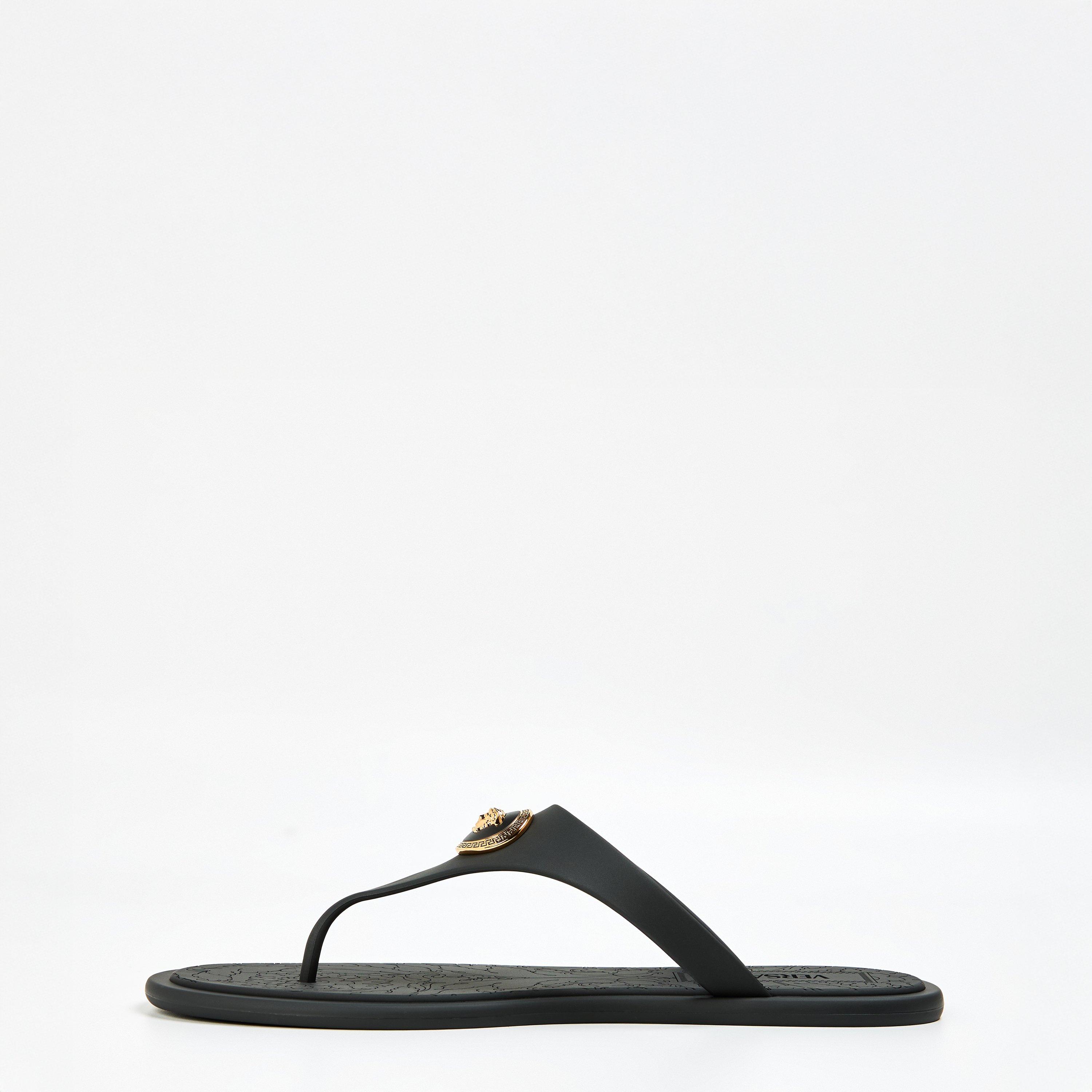 Black Gold - Versace - Alia Rubber Flat Sandals - 2