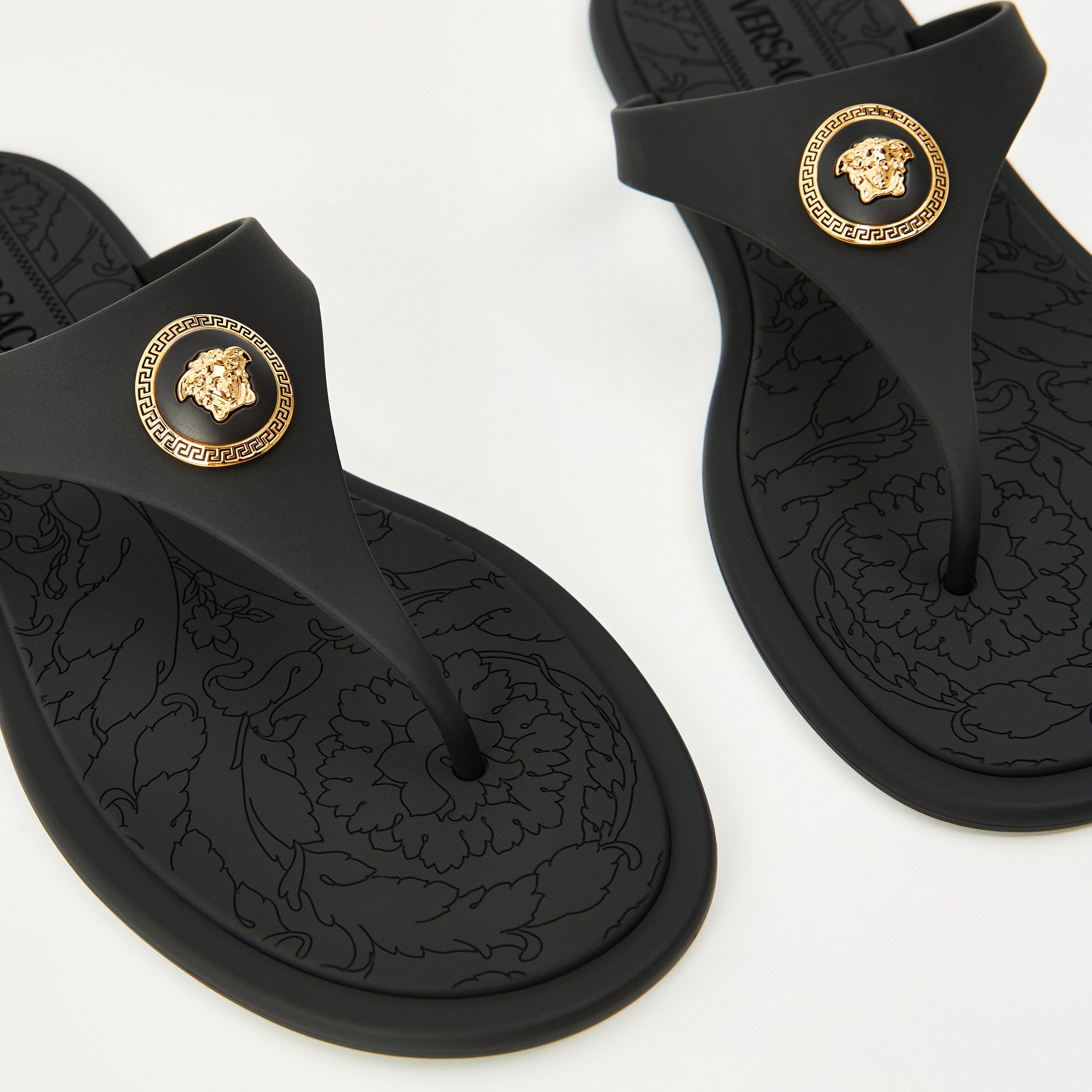 Black Gold - Versace - Alia Rubber Flat Sandals - 4