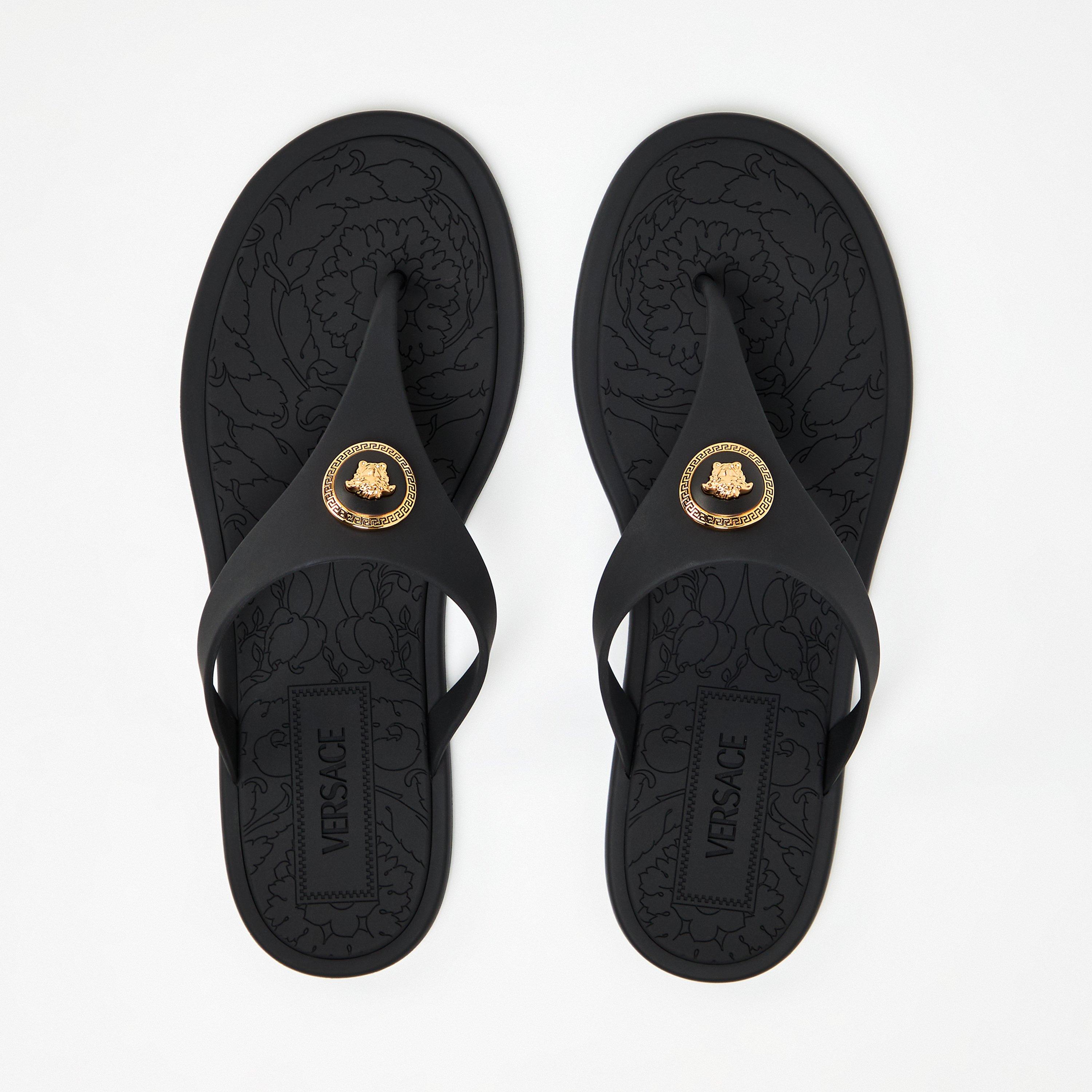 Black Gold - Versace - Alia Rubber Flat Sandals - 5