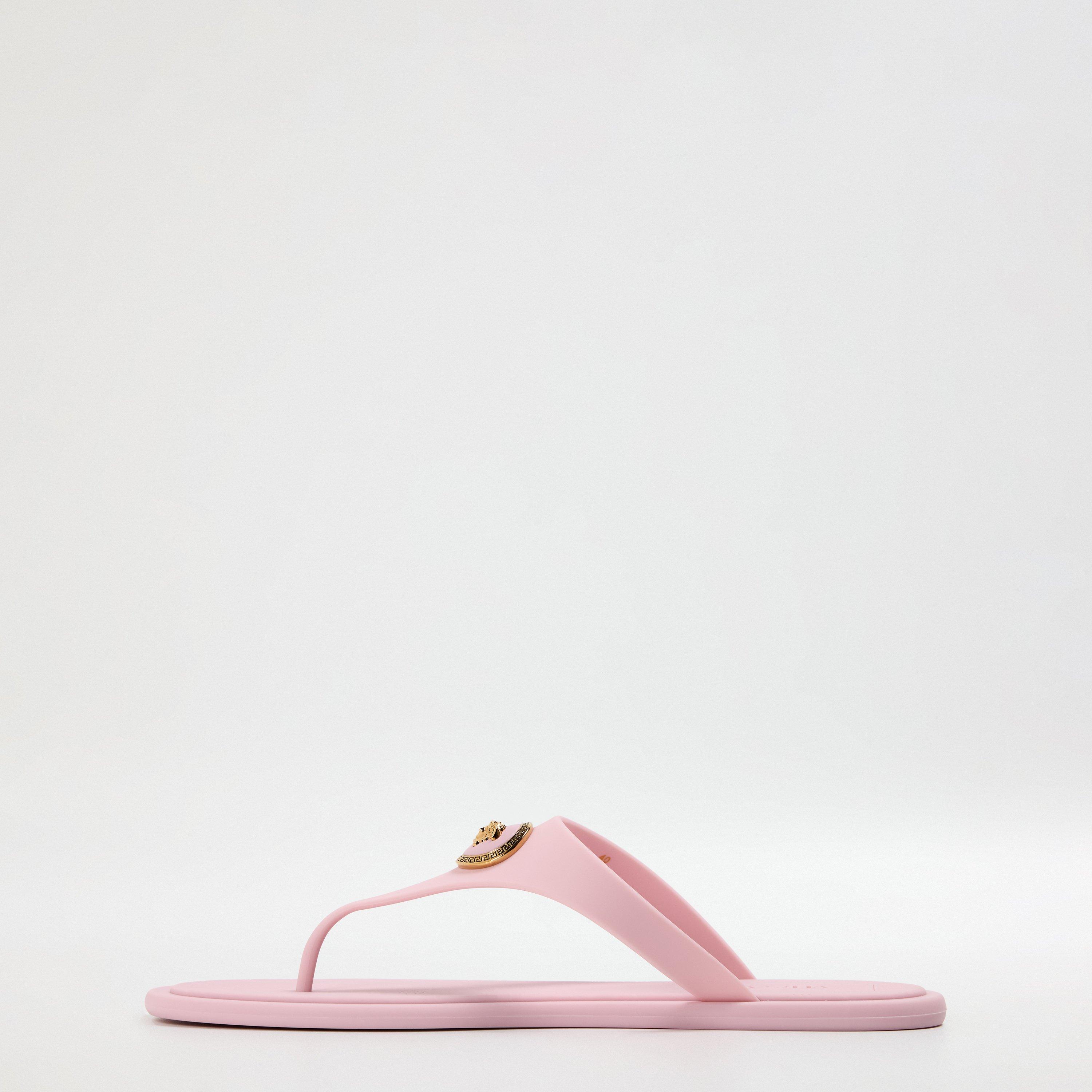 Pastel Pink Gld - Versace - Alia Rubber Flat Sandals - 2
