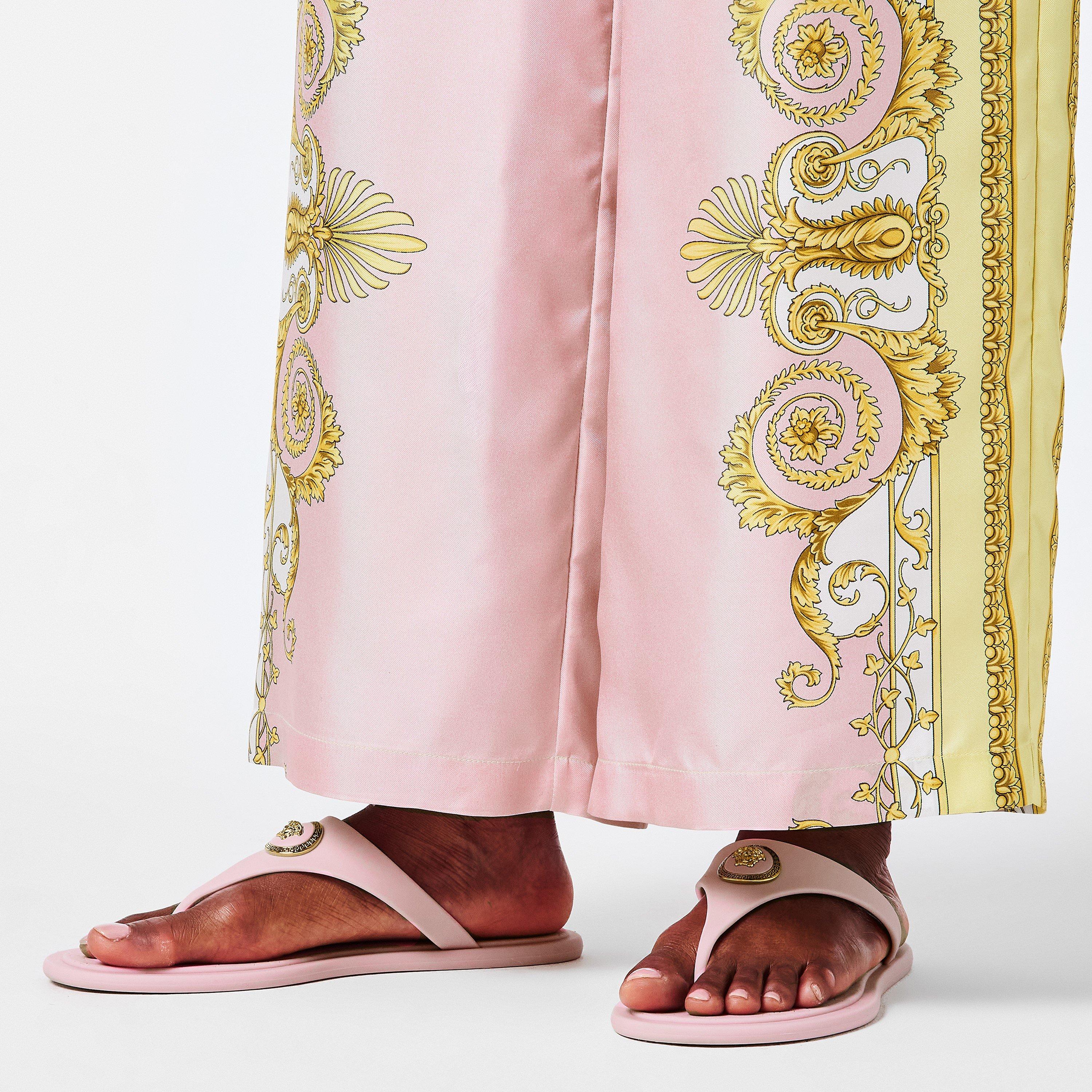 Pastel Pink Gld - Versace - Alia Rubber Flat Sandals - 3