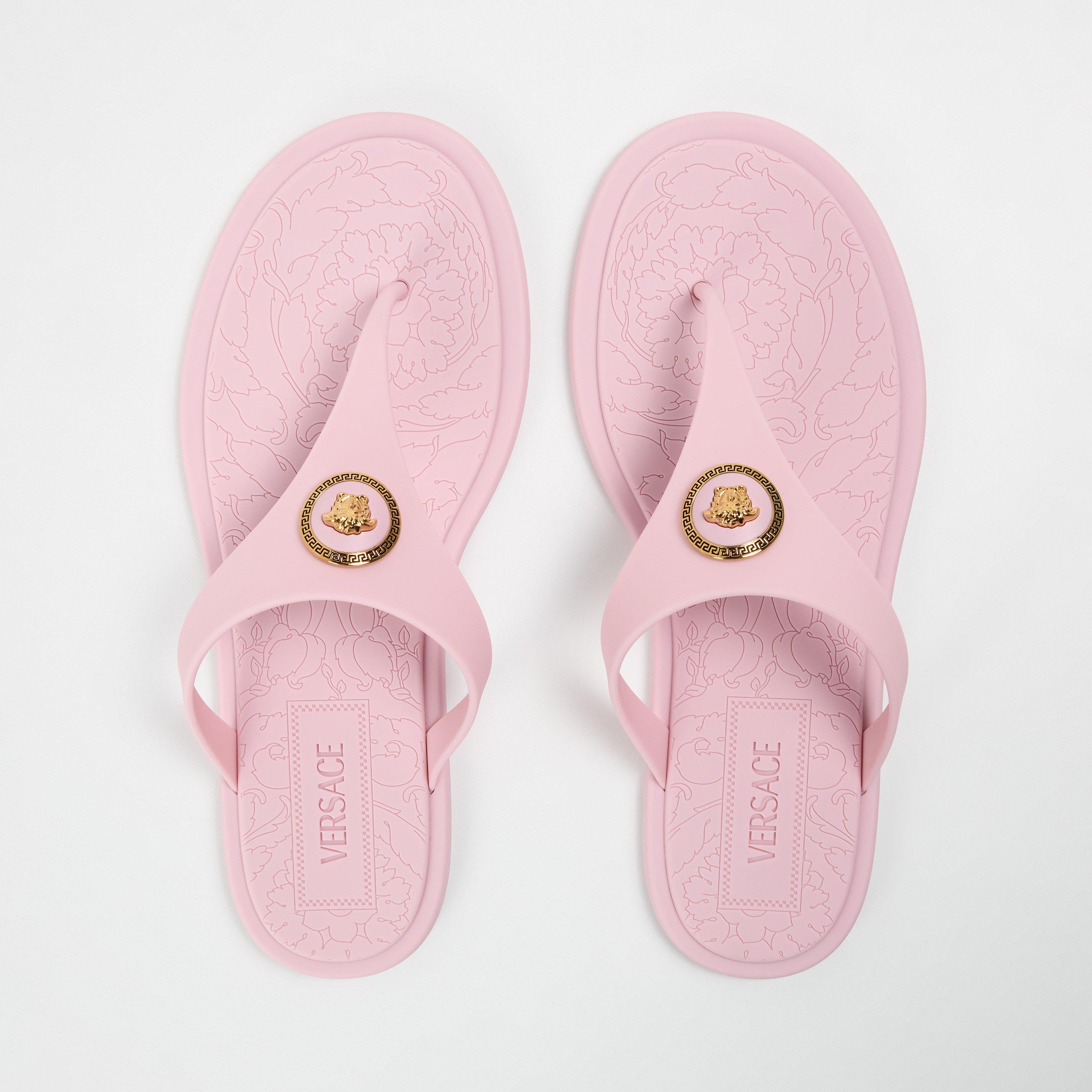 Pastel Pink Gld - Versace - Alia Rubber Flat Sandals - 5
