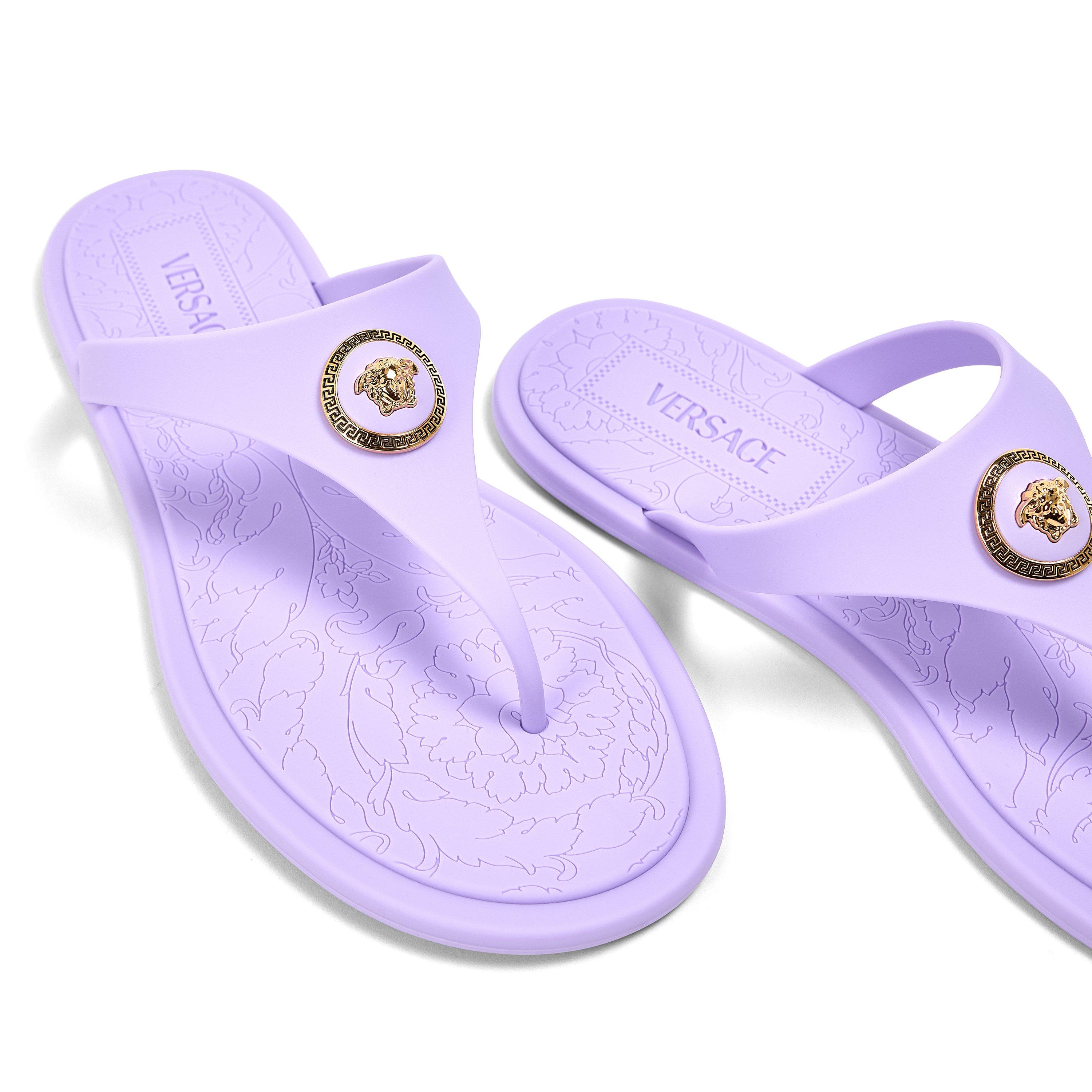 Lilac - Versace - Alia Rubber Flat Sandals - 4