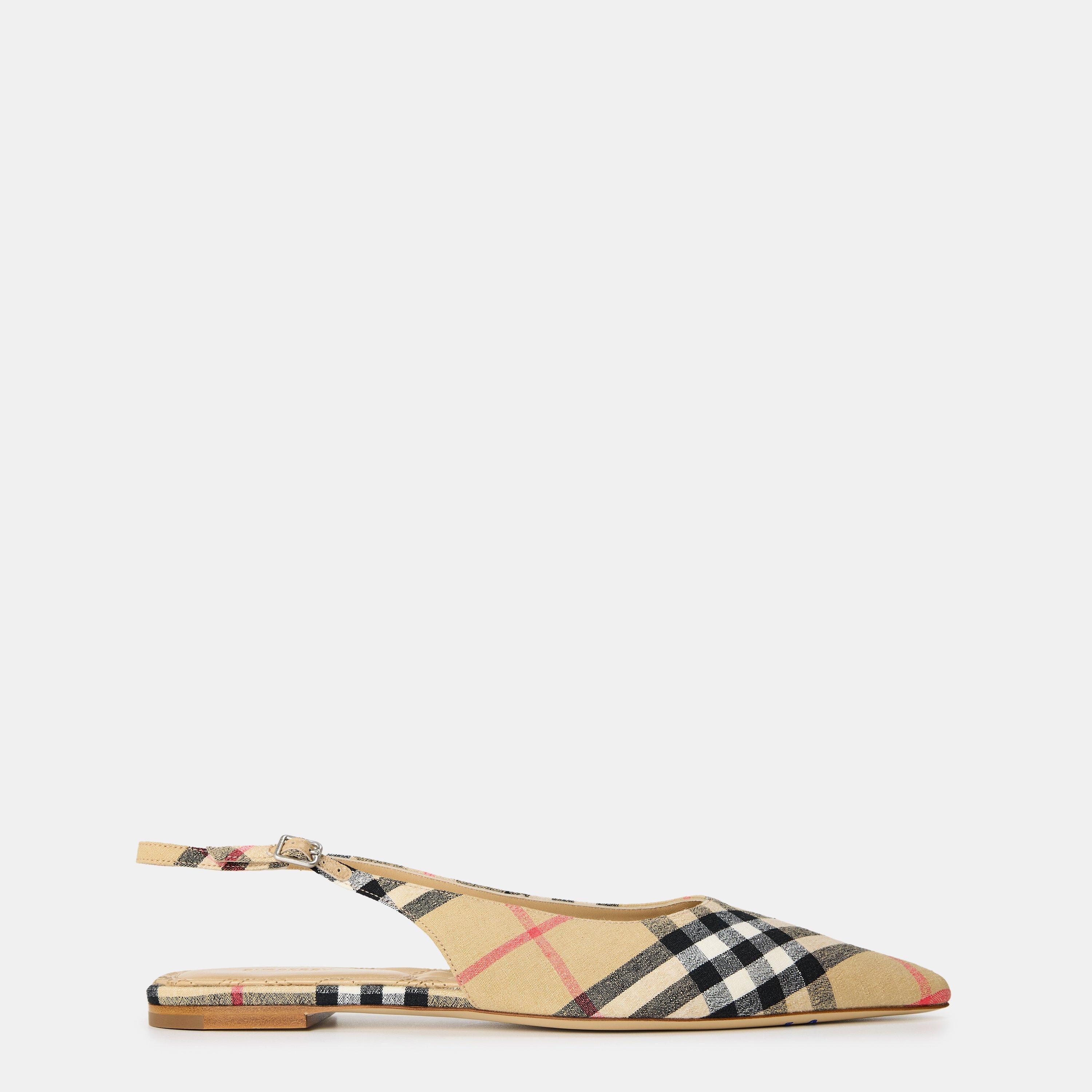 Burberry Women's Burb Slingbacks - Sand Check - Size 6 (39)
