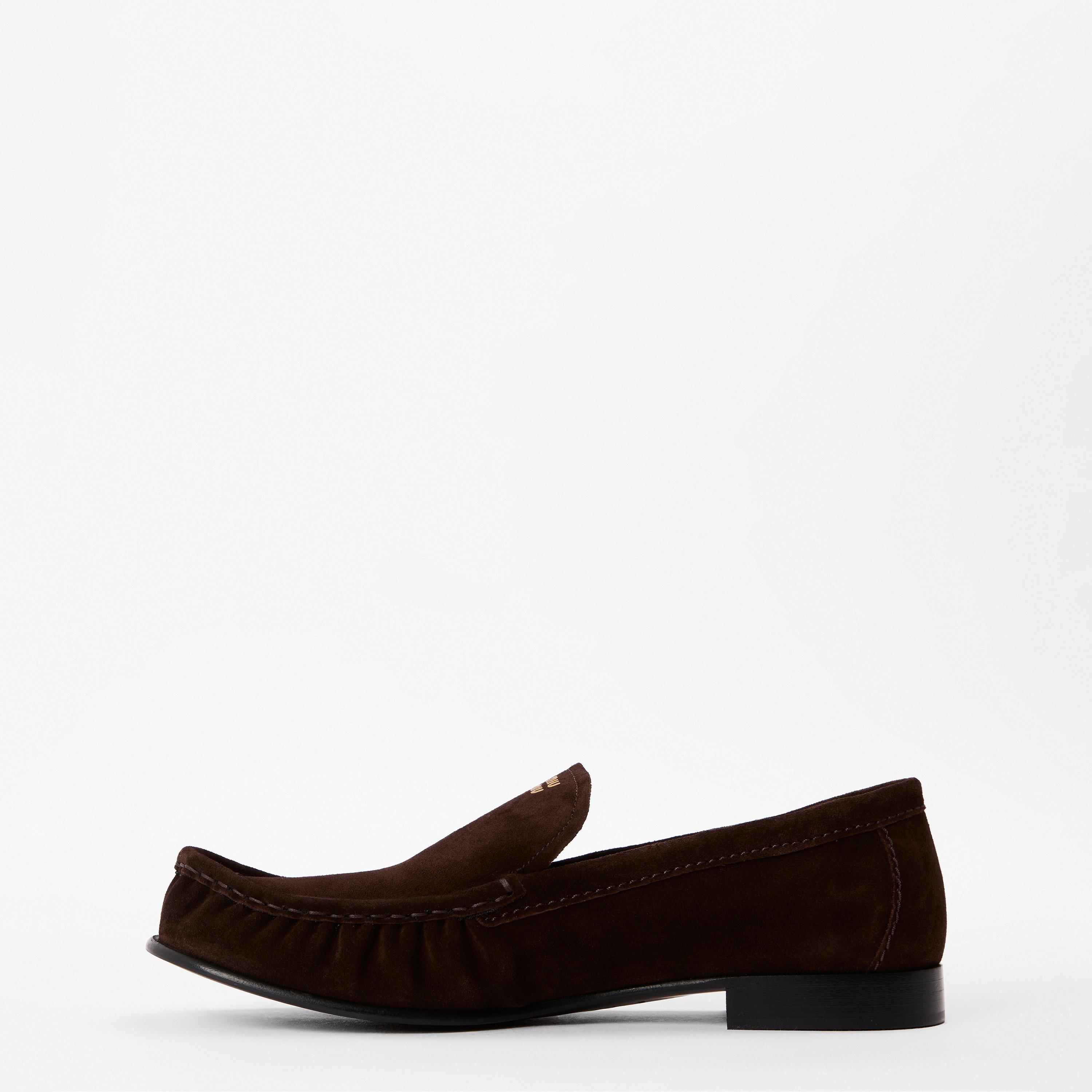 Moro Suede - Miu Miu - Women's Logo Slip-On Loafers - 2
