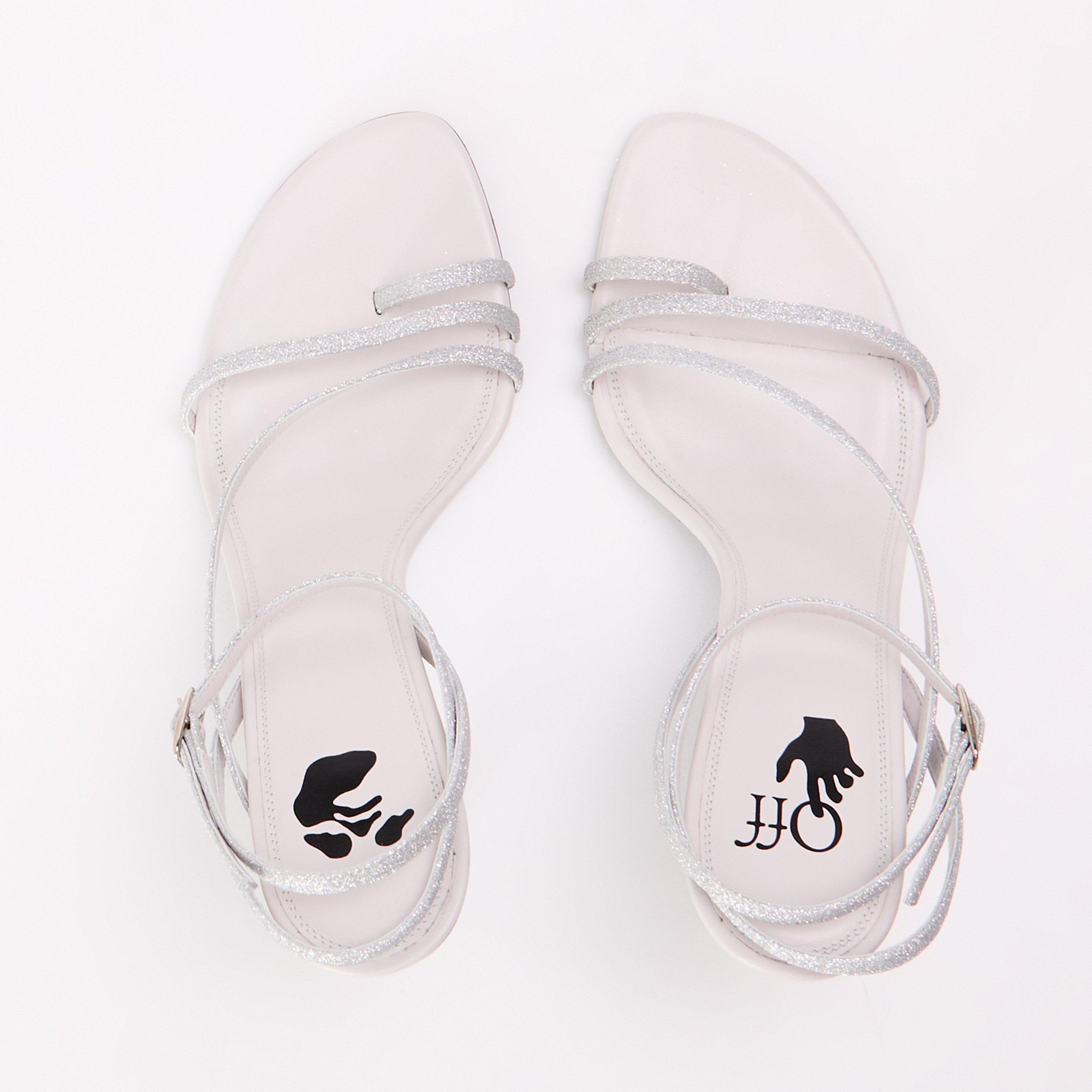 Silver - Off White - Women's Flat Sandals - 4