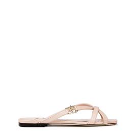 Jimmy Choo Jess Leather Crisscross Flat Sandals