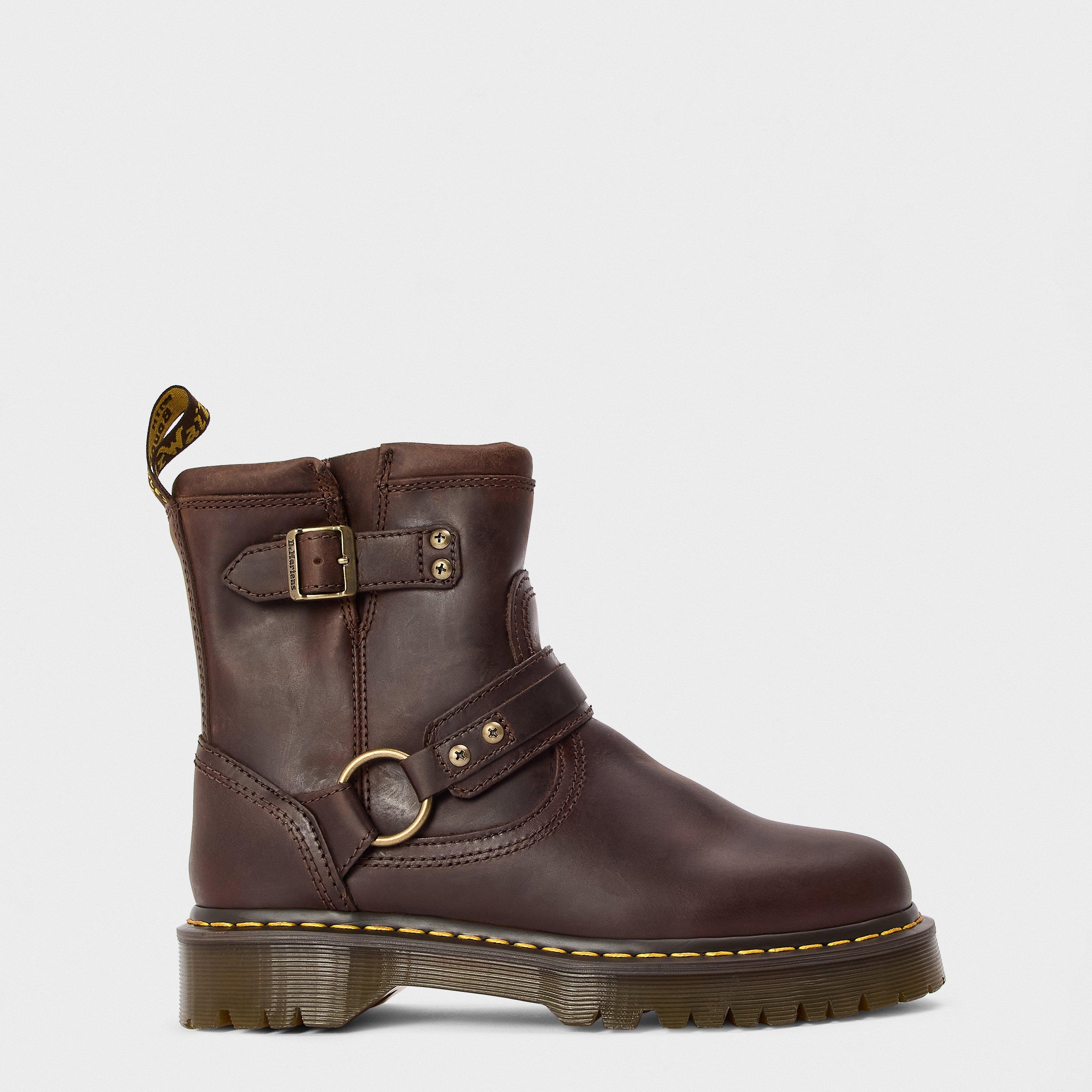 Dark Brown - Dr Martens - Women's Anistone Hrns Biker Boots - 2