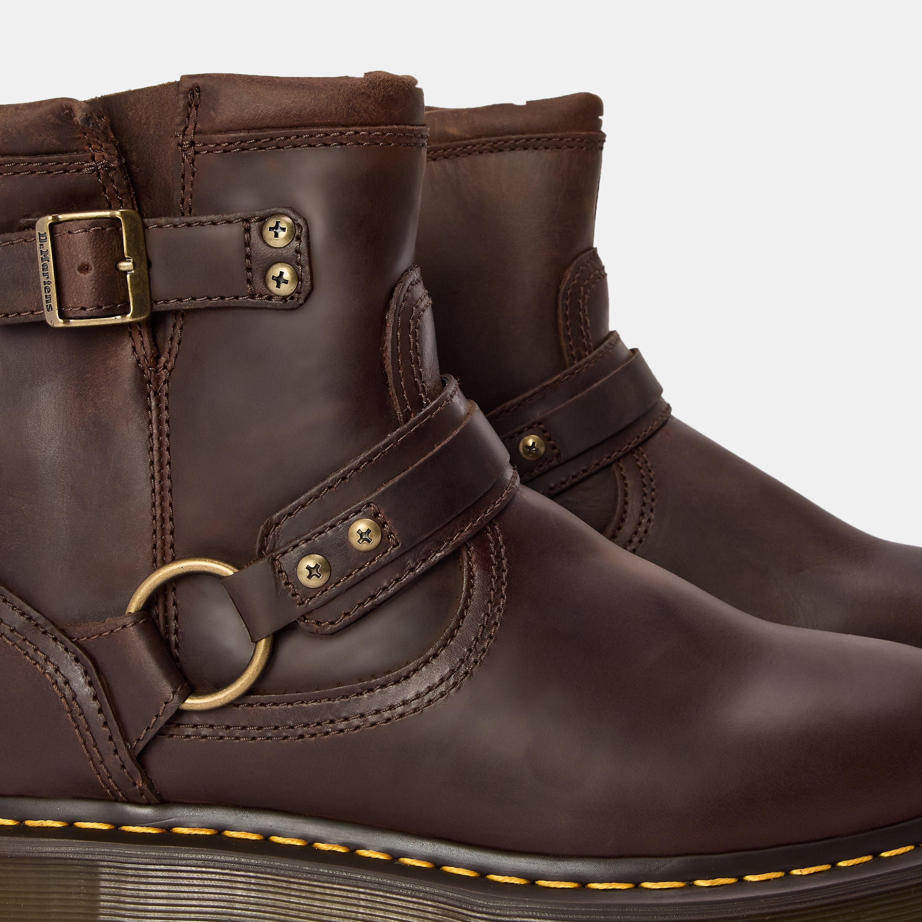 Dark Brown - Dr Martens - Women's Anistone Hrns Biker Boots - 4