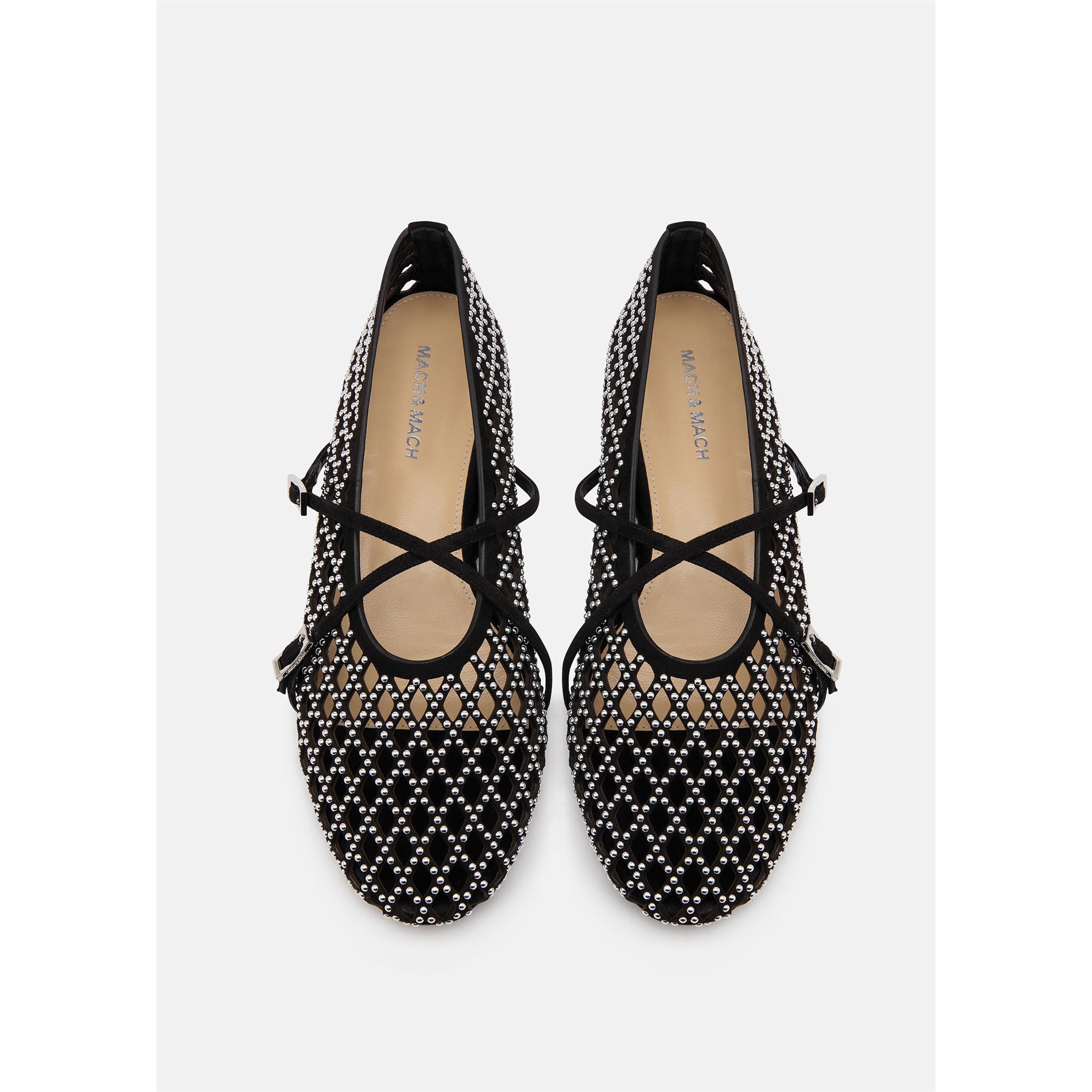 Black - Mach and Mach - Women's Mesh Ballet Pumps - 6