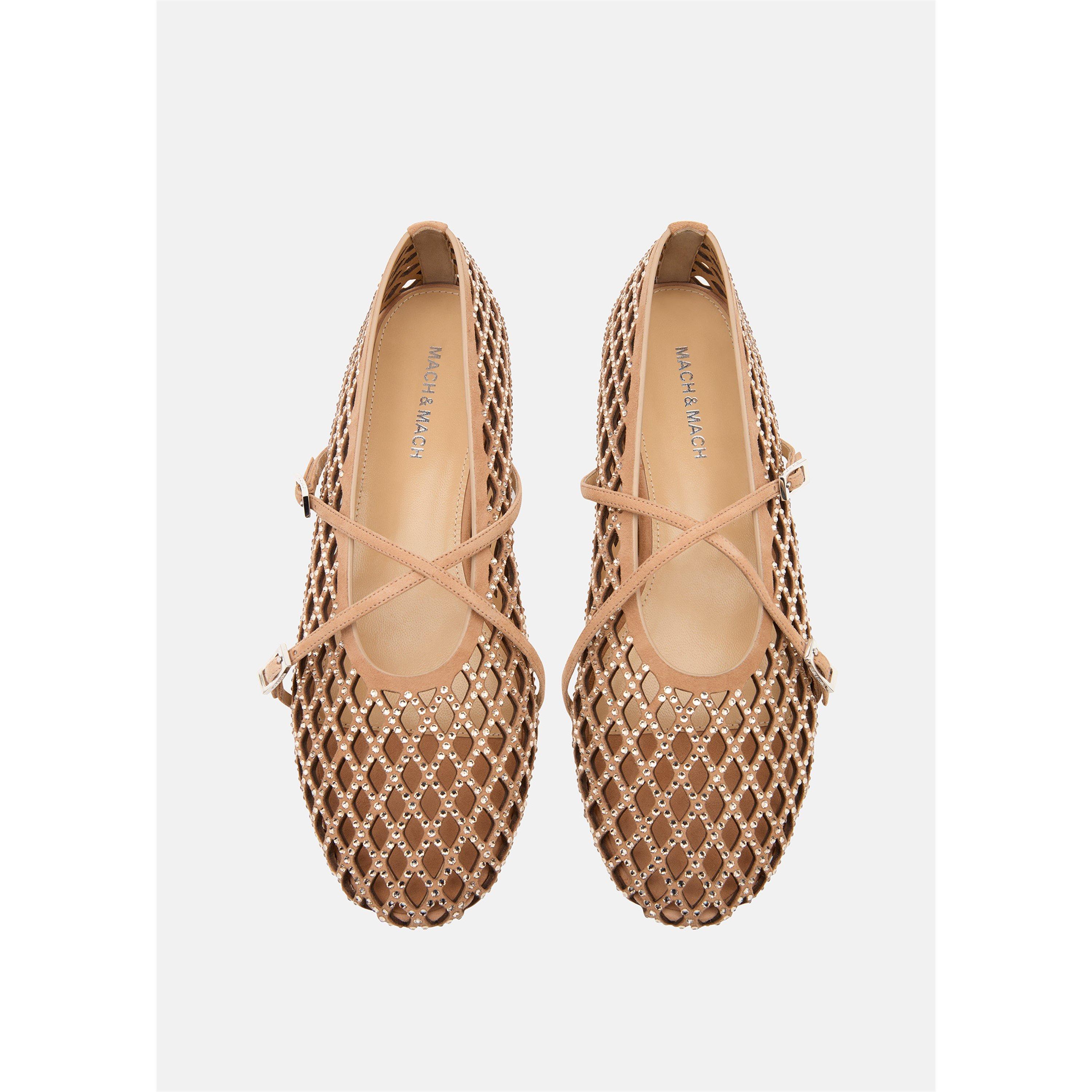 Nude - Mach and Mach - Women's Mesh Ballet Pumps - 6