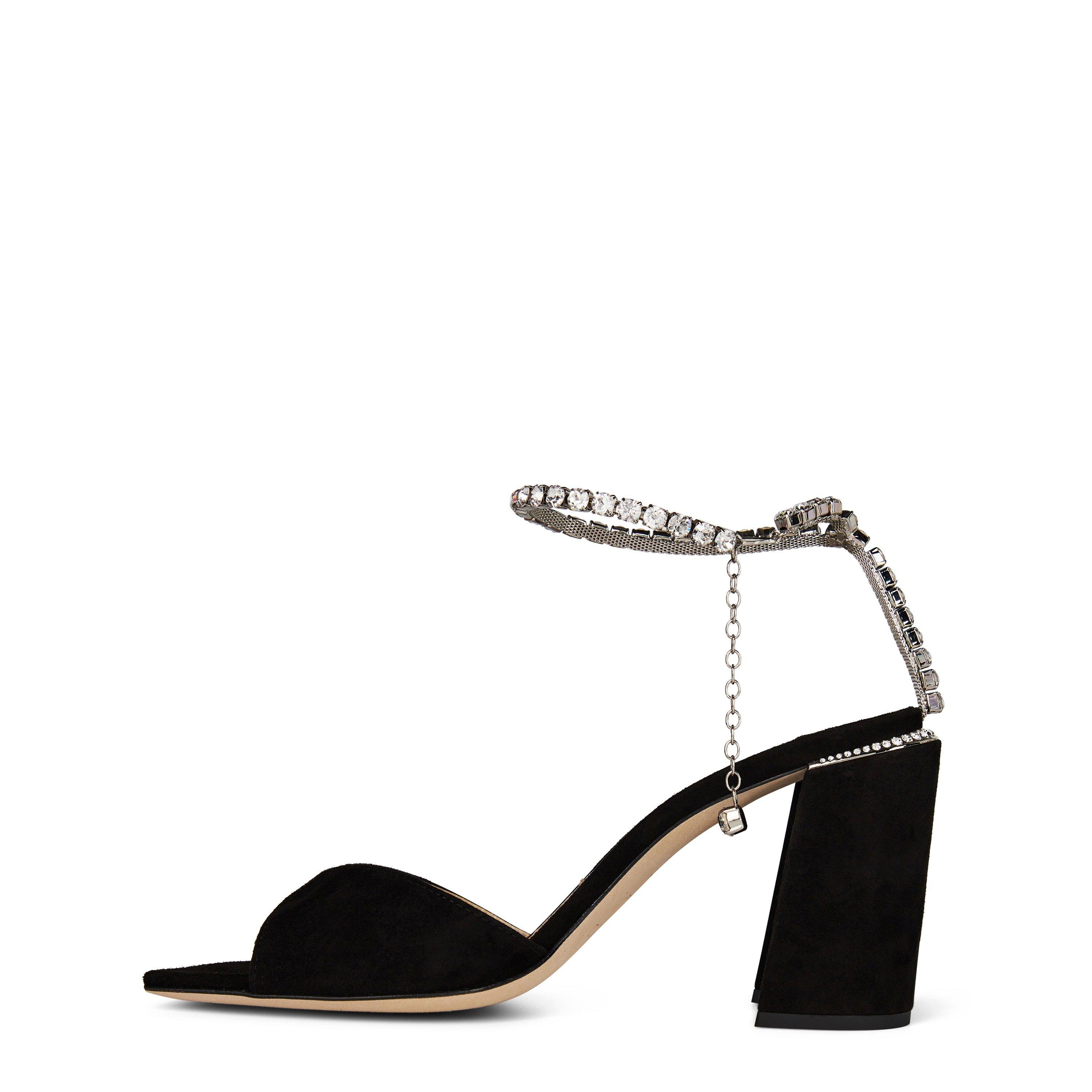 Blck Crystal - Jimmy Choo - Saeda Sandal Block Heel - 3