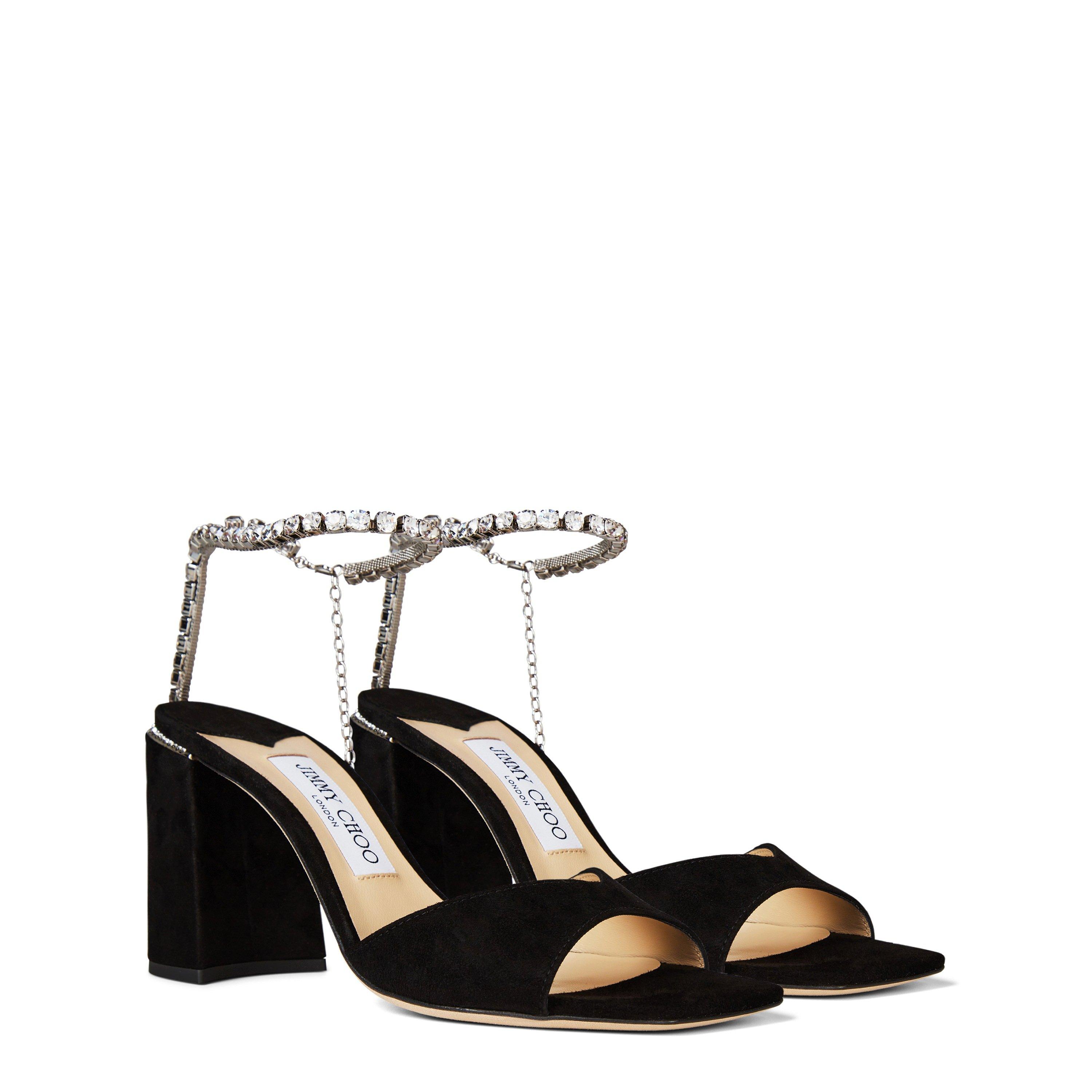 Blck Crystal - Jimmy Choo - Saeda Sandal Block Heel - 4