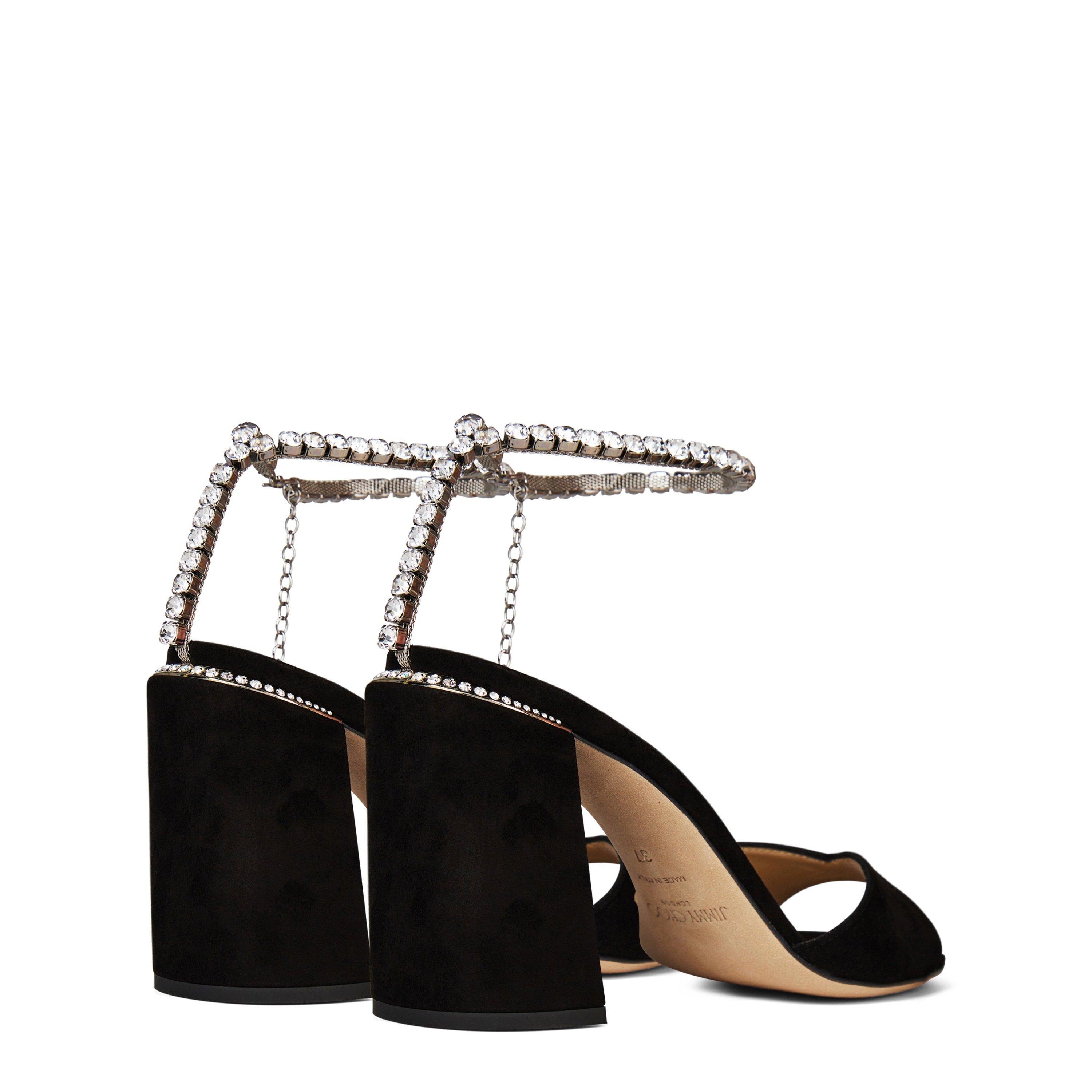Blck Crystal - Jimmy Choo - Saeda Sandal Block Heel - 5
