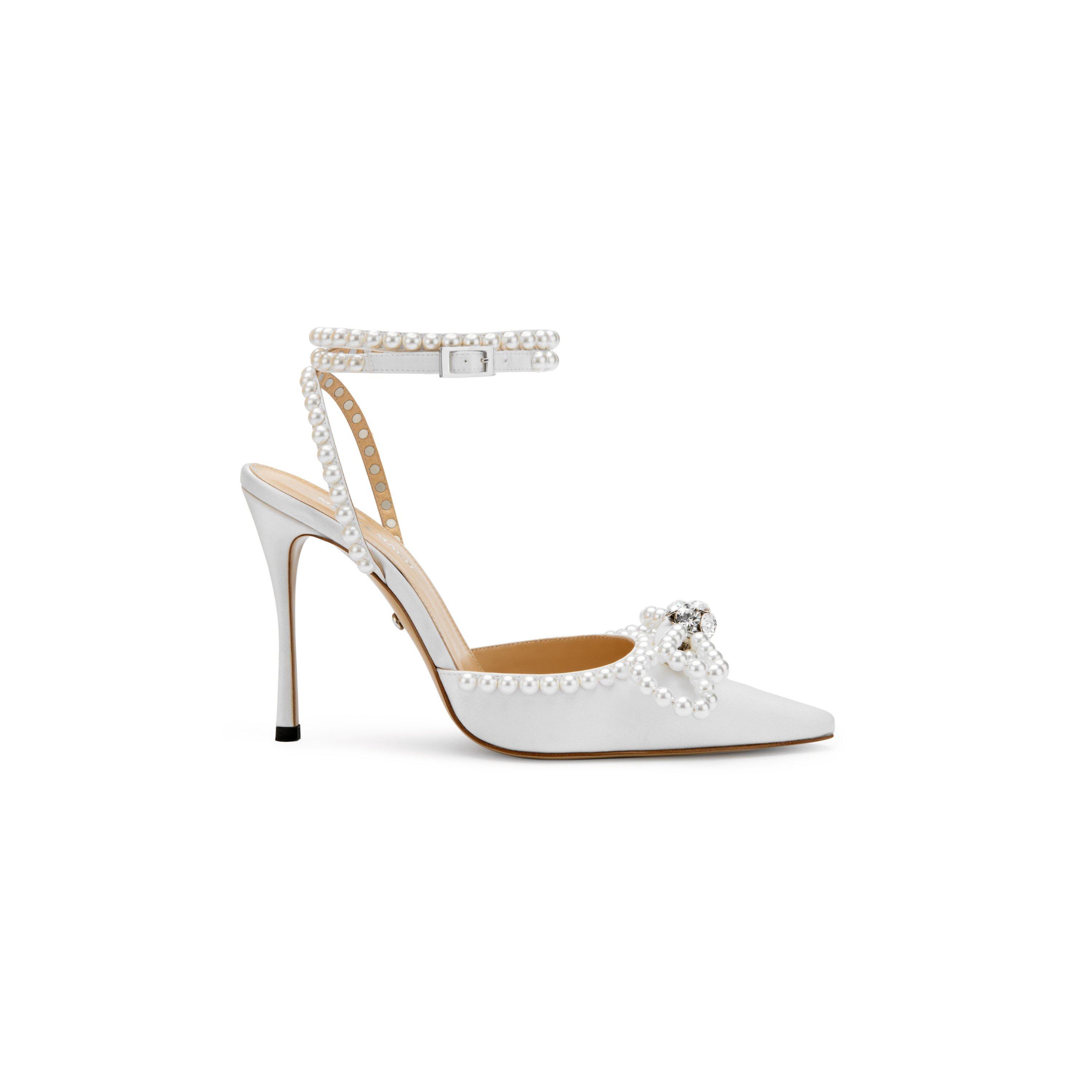 Mach and Mach Women's Stiletto Court Shoes - White Satin Prl - Size 6 (39)