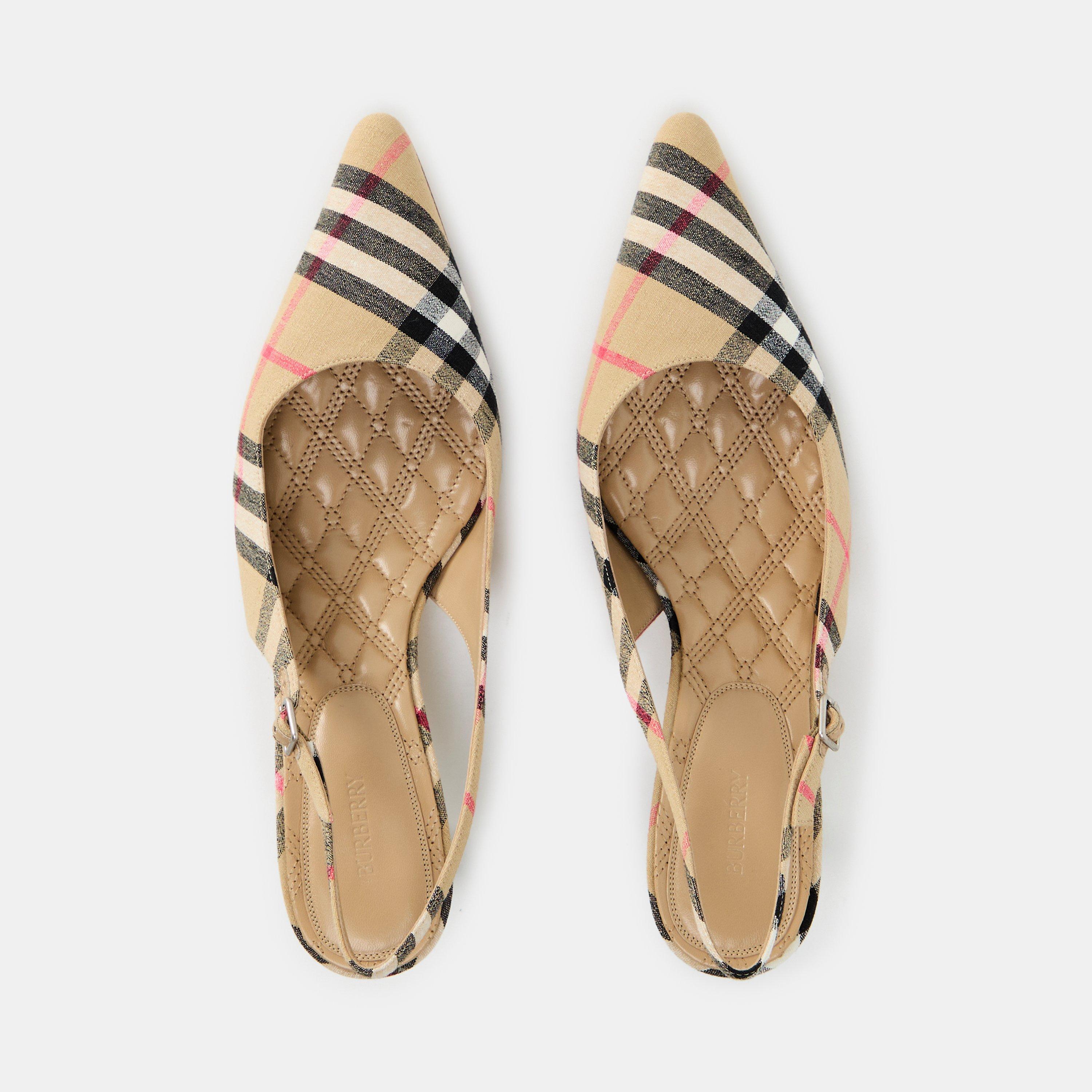 Sand Check - Burberry - Women's Slingbacks - 4
