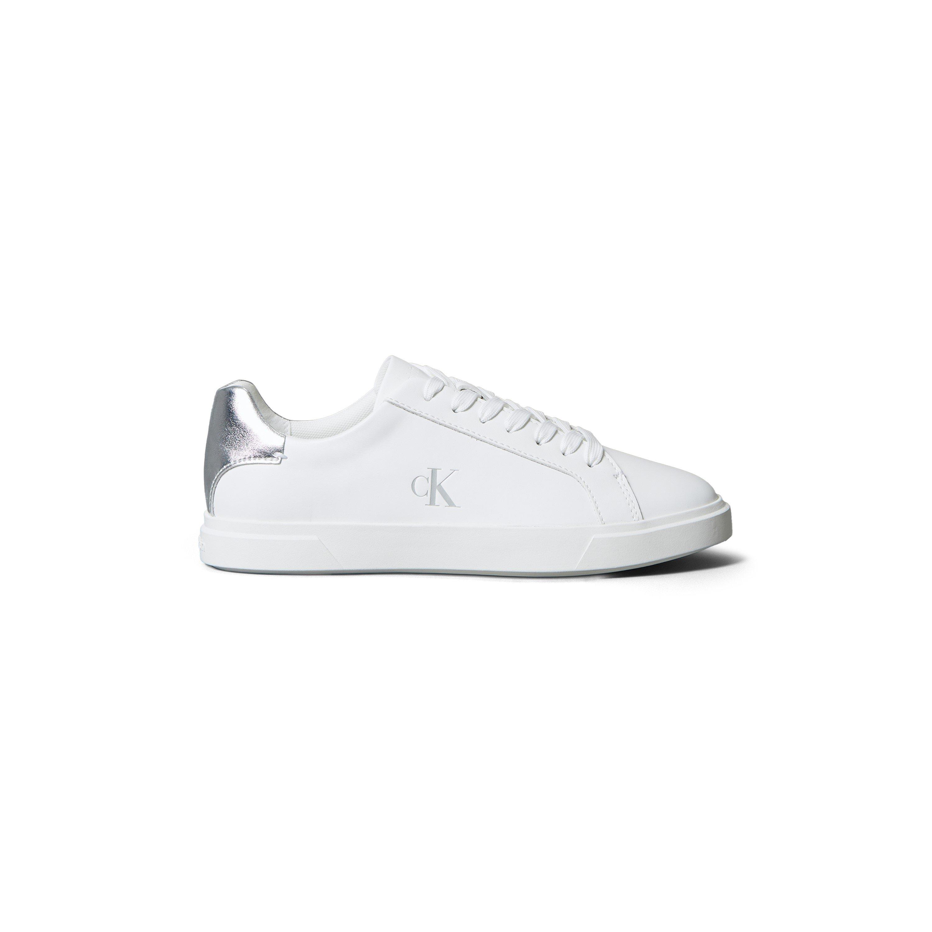 Calvin Klein Women's Ck L Low Pro Cups Mt Court Trainers - White/Silver - 7 (41)
