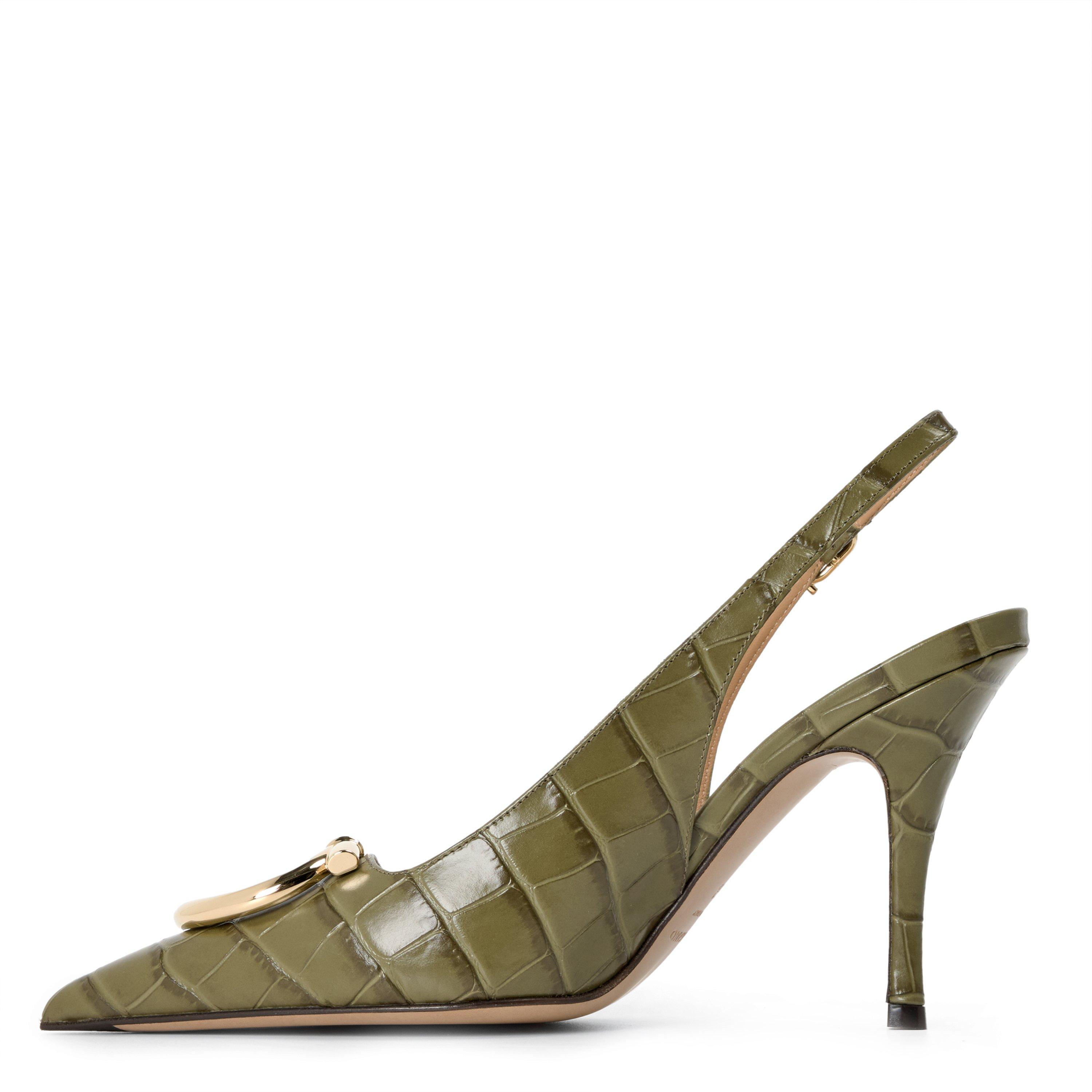 New Olive/Bisc - Ferragamo - FG Sara 95 Croc Ld64 - 2