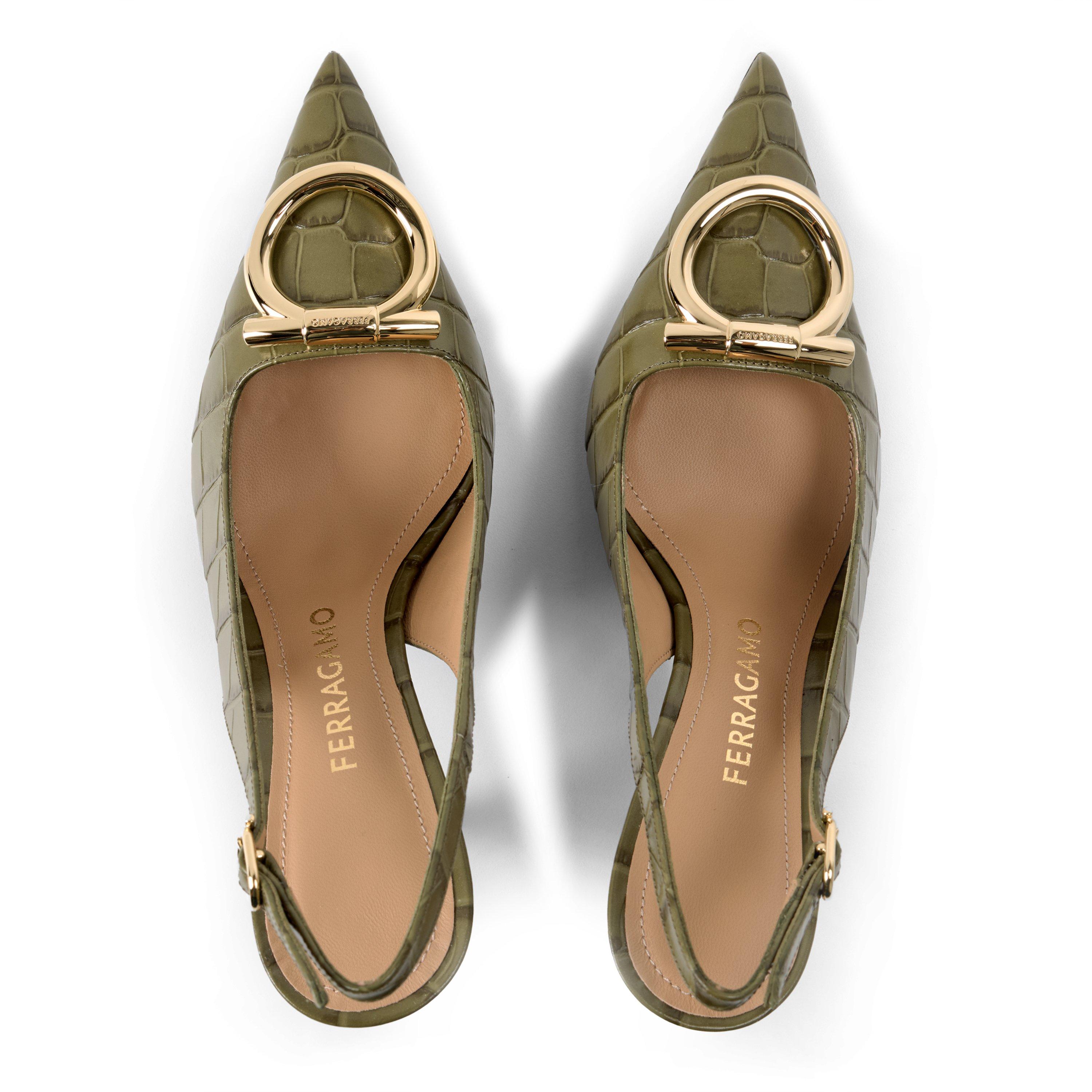 New Olive/Bisc - Ferragamo - FG Sara 95 Croc Ld64 - 4