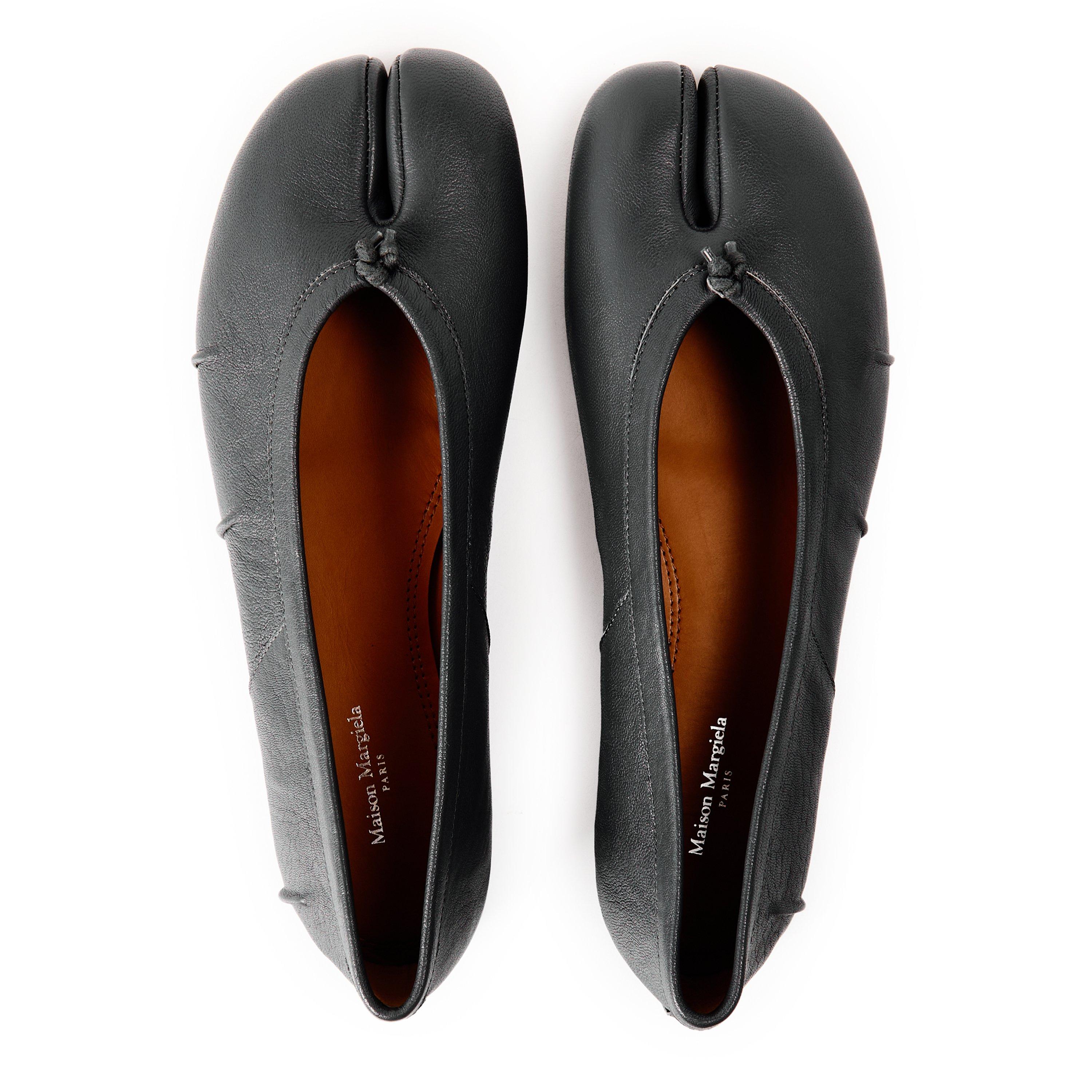 Grey - Maison Margiela - Women's Tabi Leather Ballet Pumps - 4