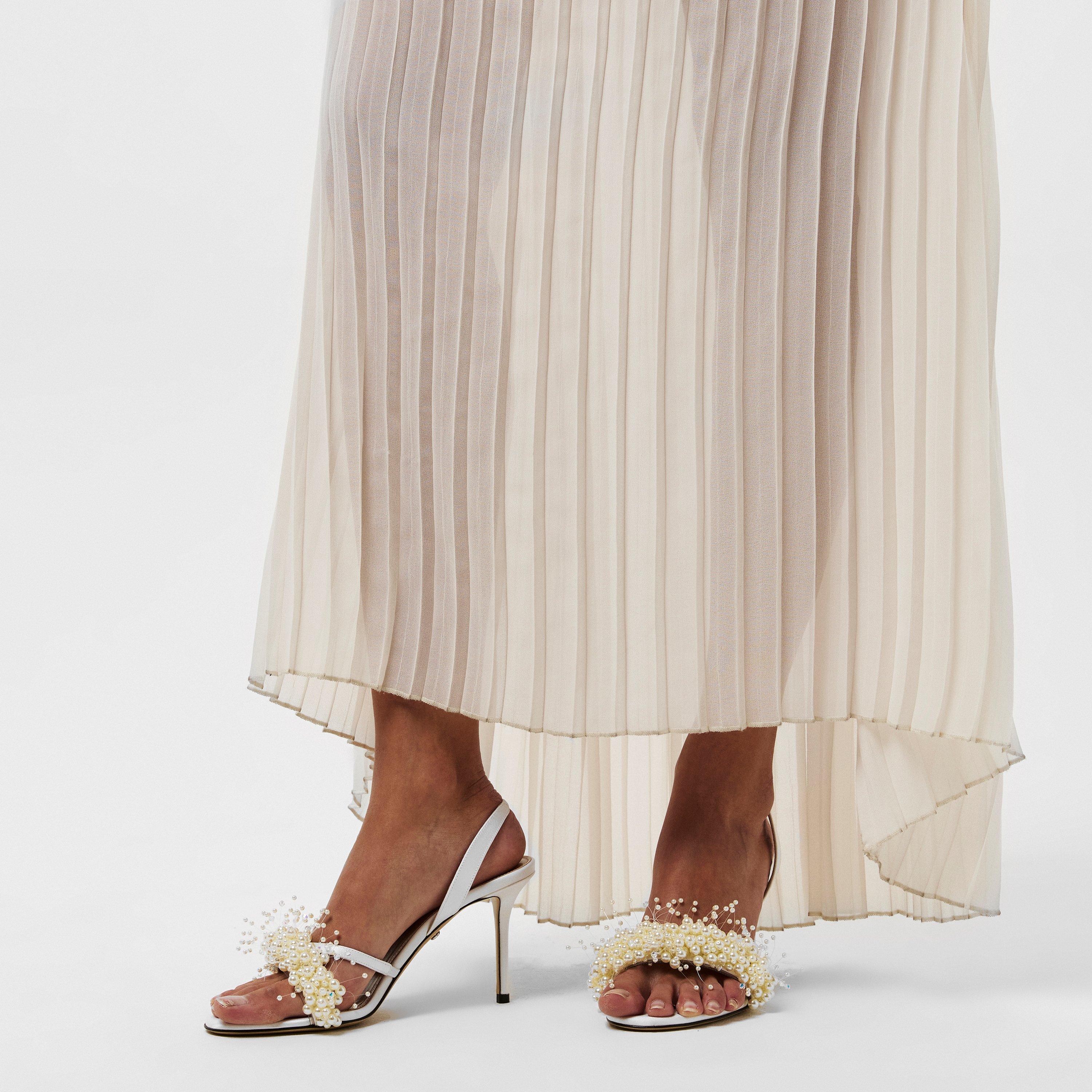 White Satin - Mach and Mach - Women's Pearl Slingback - 3