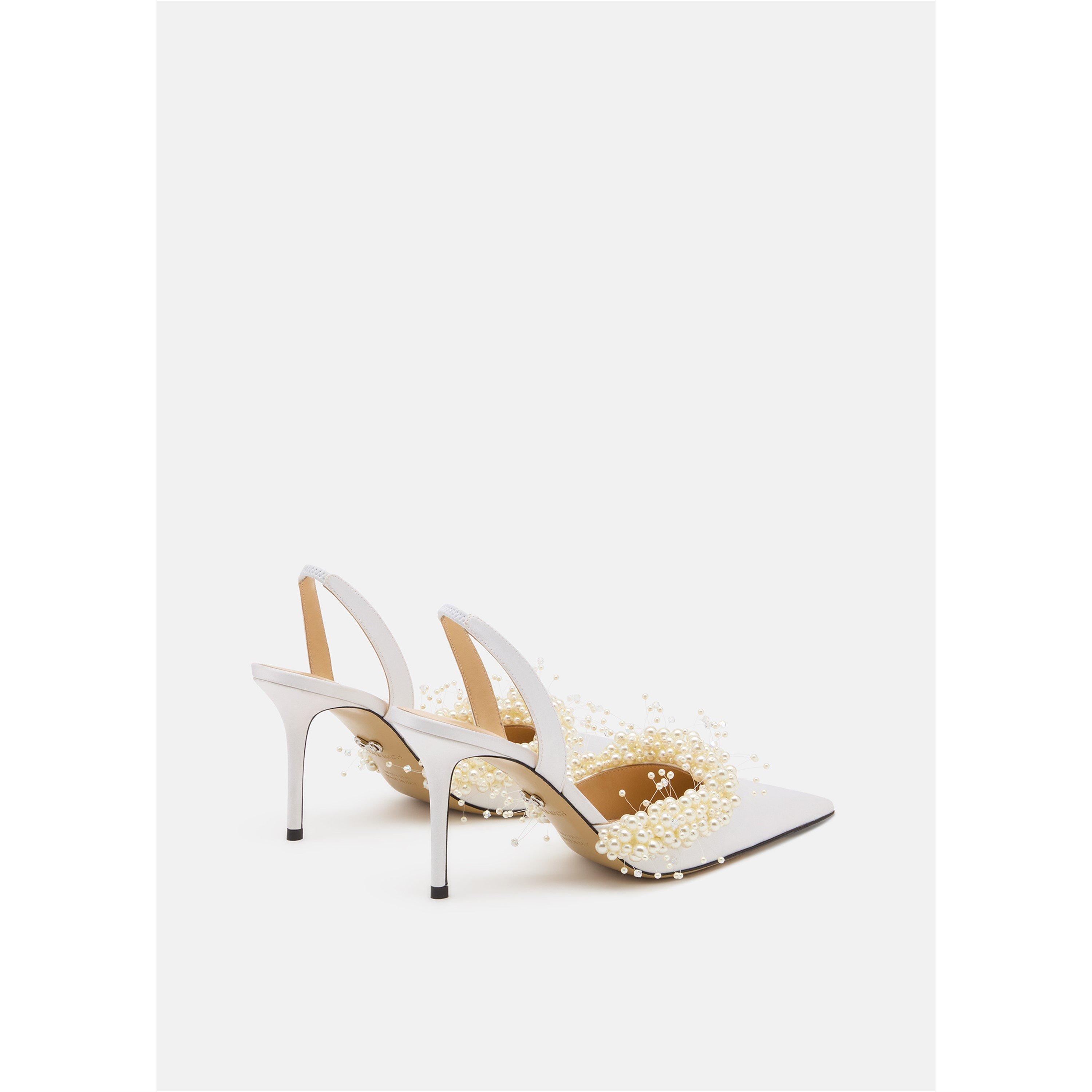 White Satin - Mach and Mach - Women's Pearl Slingback - 4