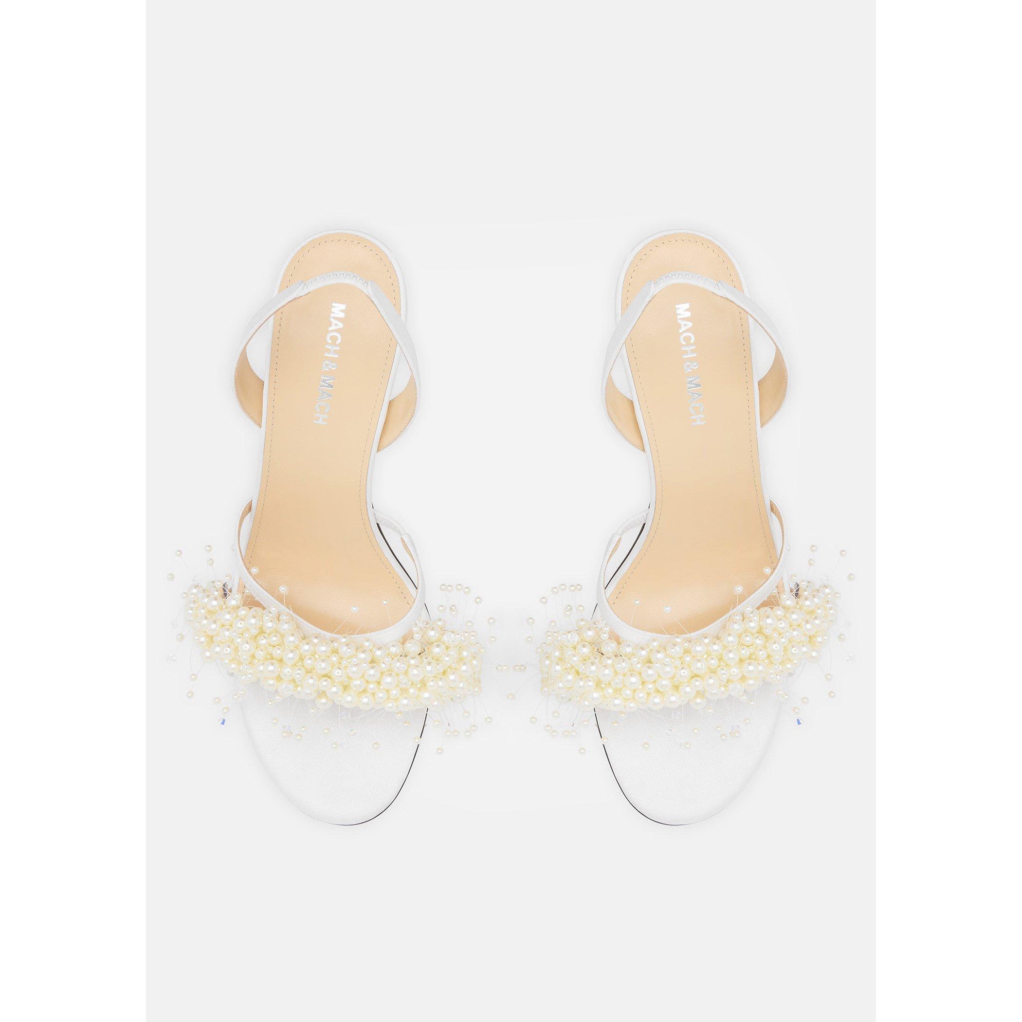 White Satin - Mach and Mach - Women's Pearl Slingback - 5