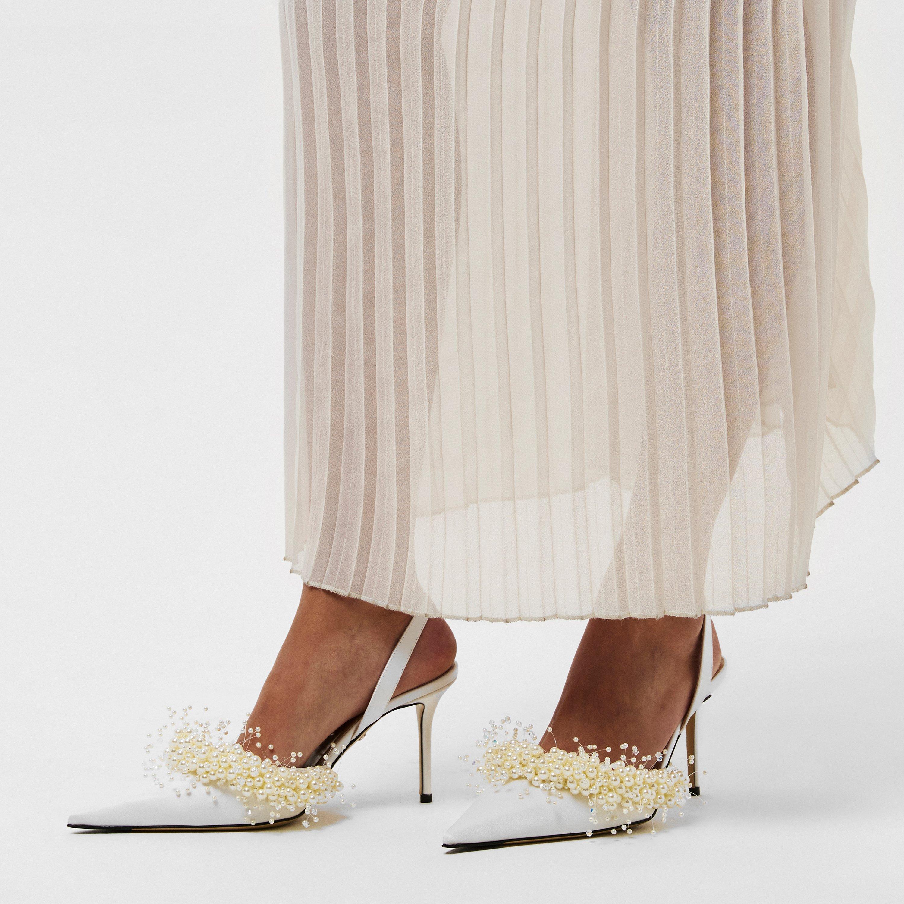 White Satin - Mach and Mach - Women's Pearl Slingback - 3