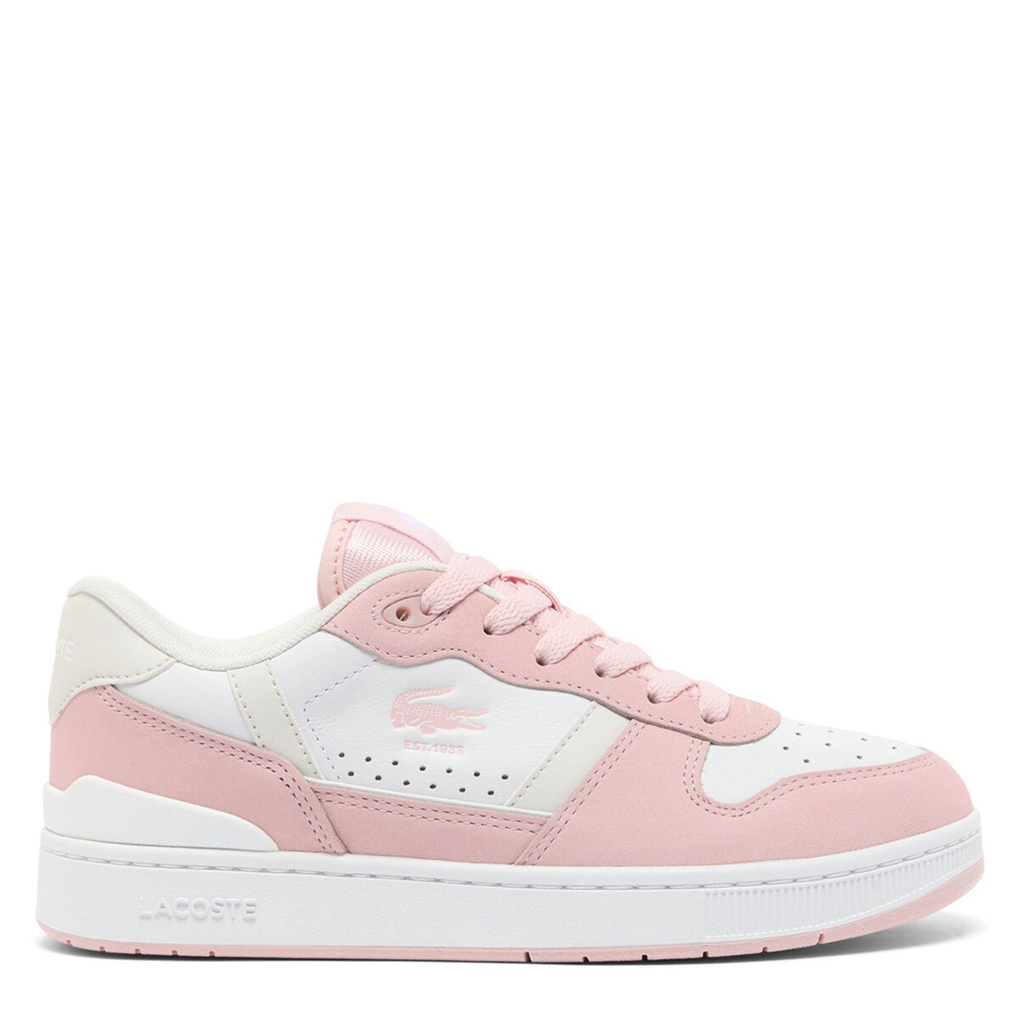 WHT/LT PNK - Lacoste - Womens T-Clip Set Leather Sneakers - 1