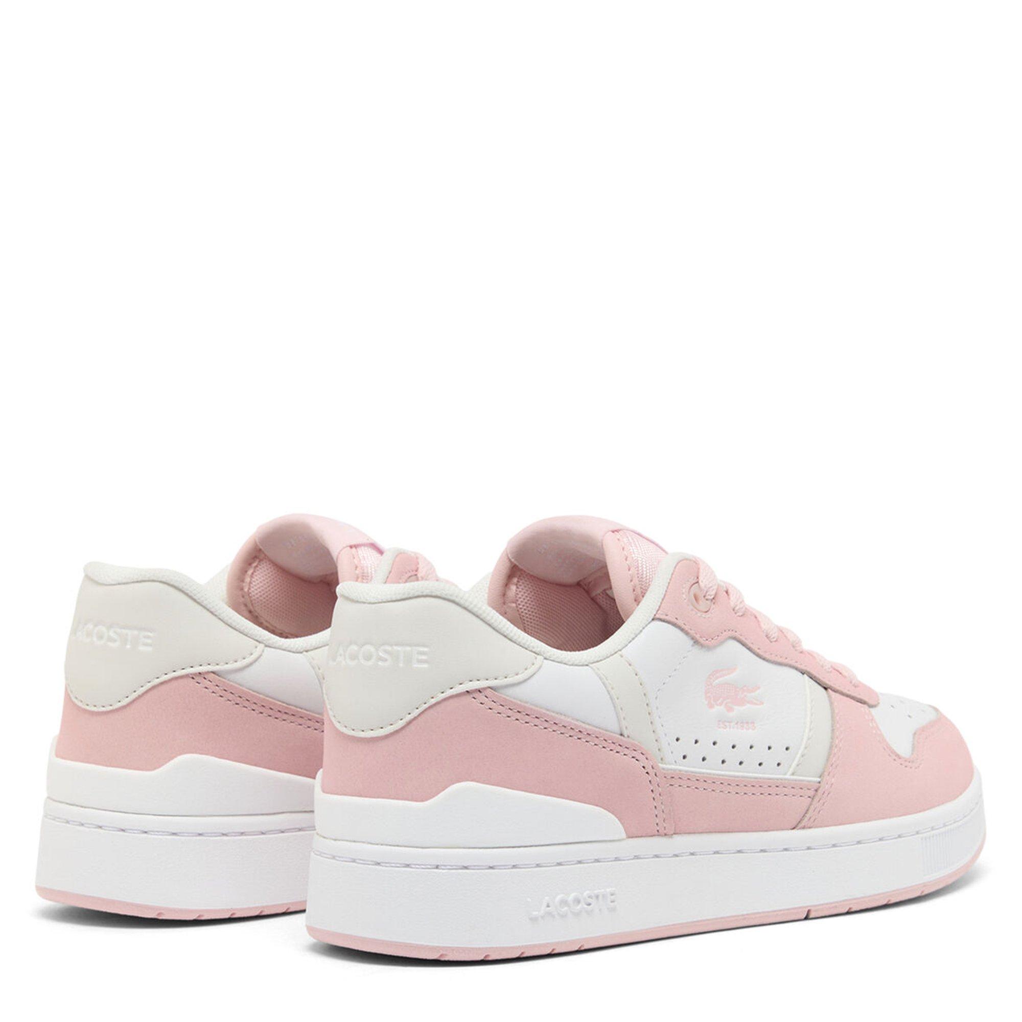 WHT/LT PNK - Lacoste - Womens T-Clip Set Leather Sneakers - 3